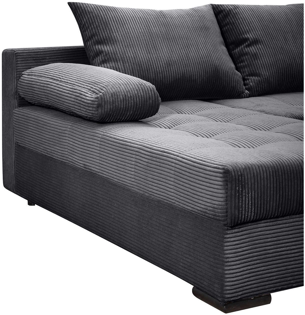 COLLECTION AB Wohnlandschaft »Josy U-Form, Breite 269 cm, Flachgewebe, Struktur, Cord & Cord/Mix«, (Cord-/Mix), inkl. Bettfunktion, Bettkasten, mit 3 gleich grossen Rückenkissen