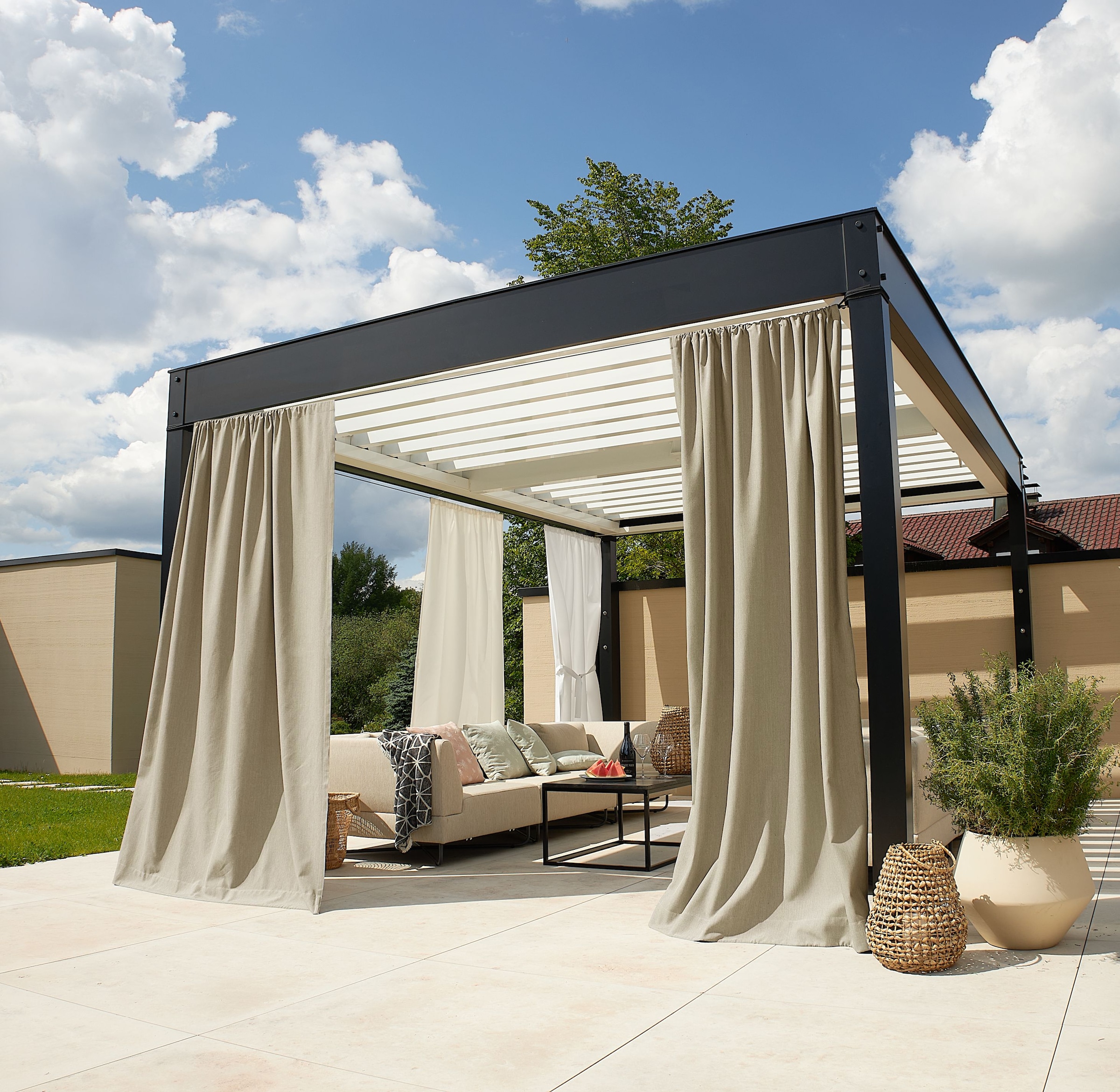 Neutex for you! Vorhang nach Mass »Outdoorvorhang SOLERO« Stangendurchzug 1 Stk. tlg. Uni Outdoorvorhang mit leichter Struktur