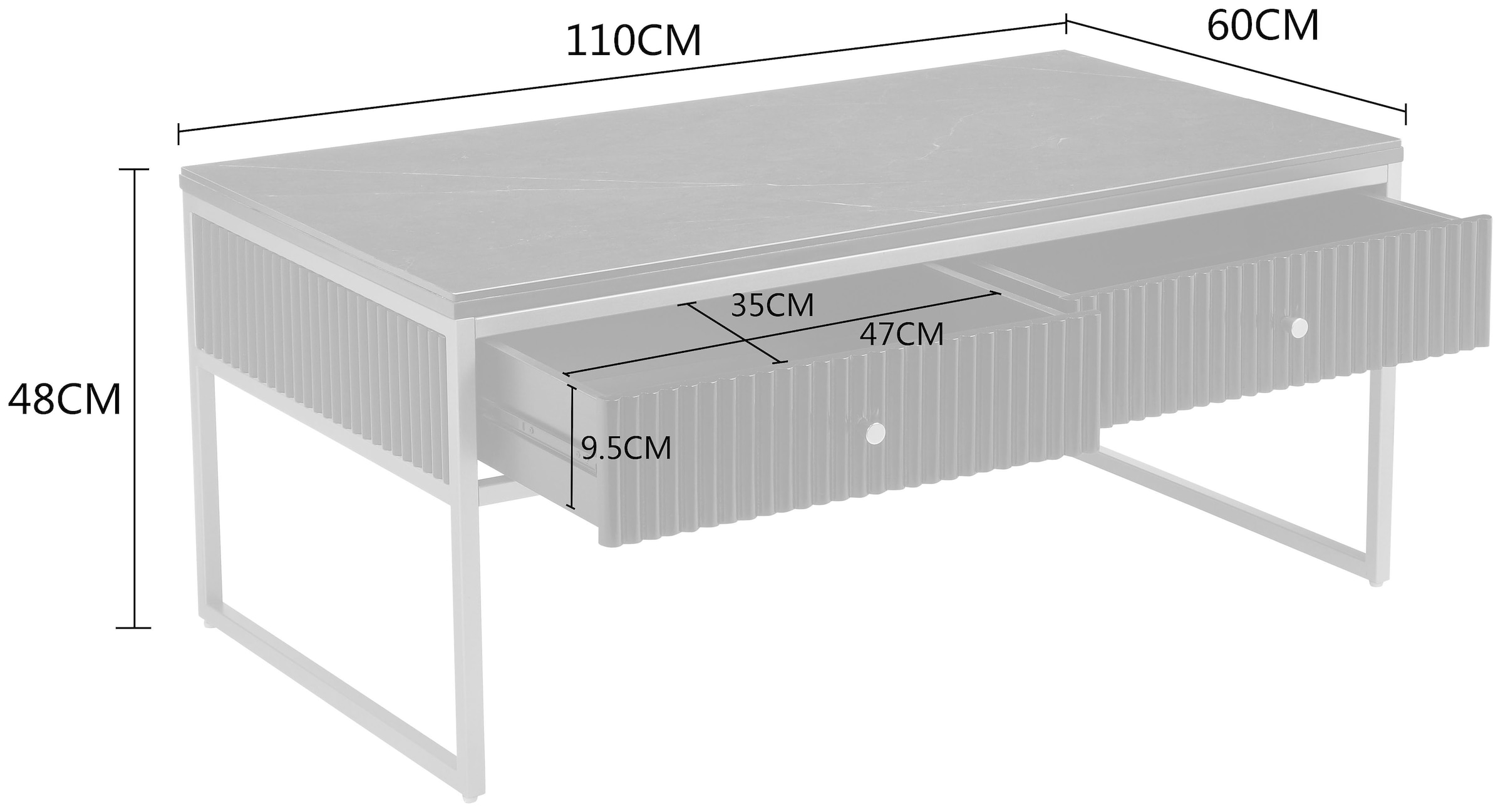 Leonique Table basse »Fleuriss« Keramikplatte, goldenen Beinen, FSC-zertifiziertem Holz, Breite 110 cm