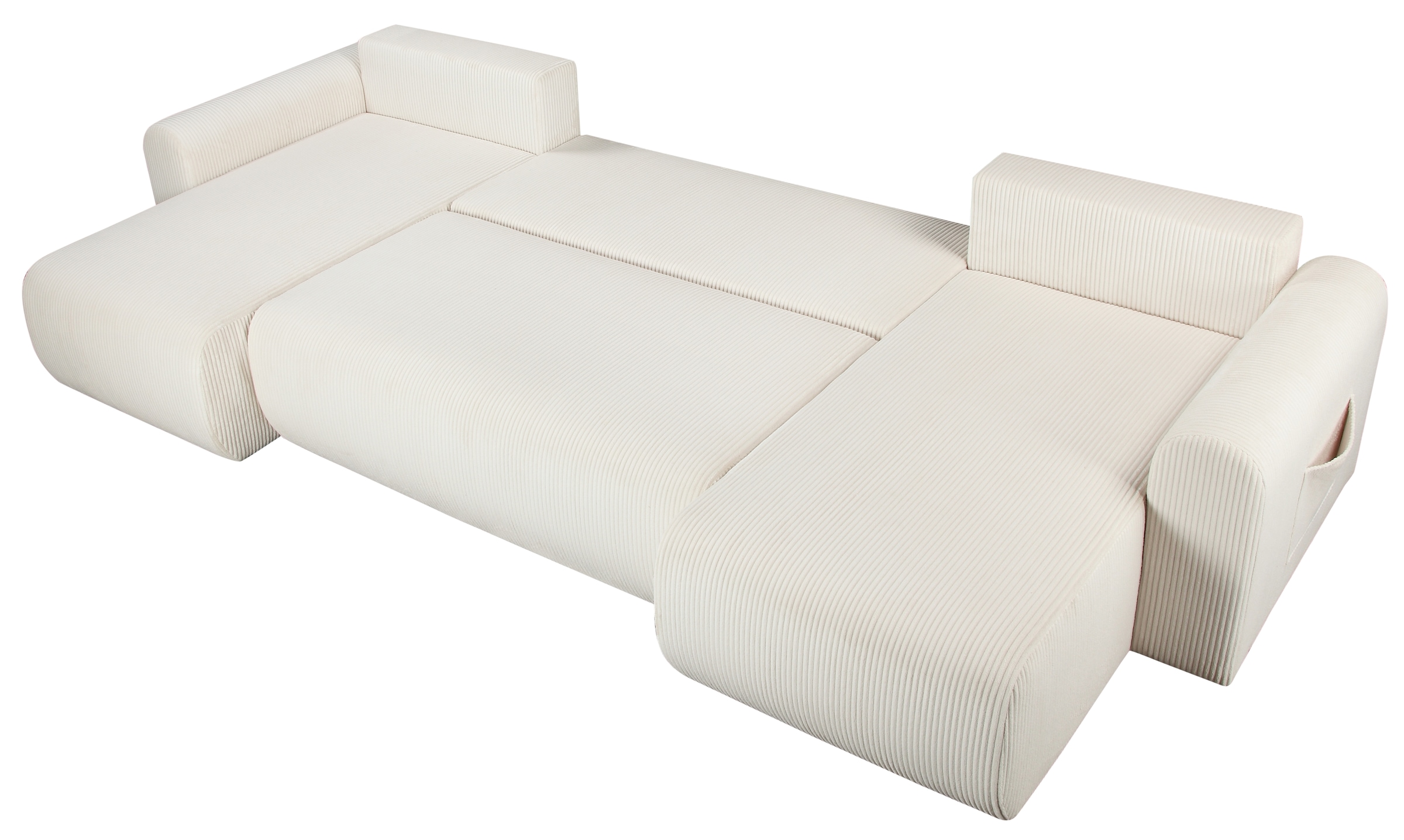 GOODproduct Paysage de salon »JONAA, 311 cm, U-Form, Schlafsofa, Boxspringfederung, Cord u. Struktur« 133/270cm, Bettkasten, Seitentaschen, Cord und Struktur