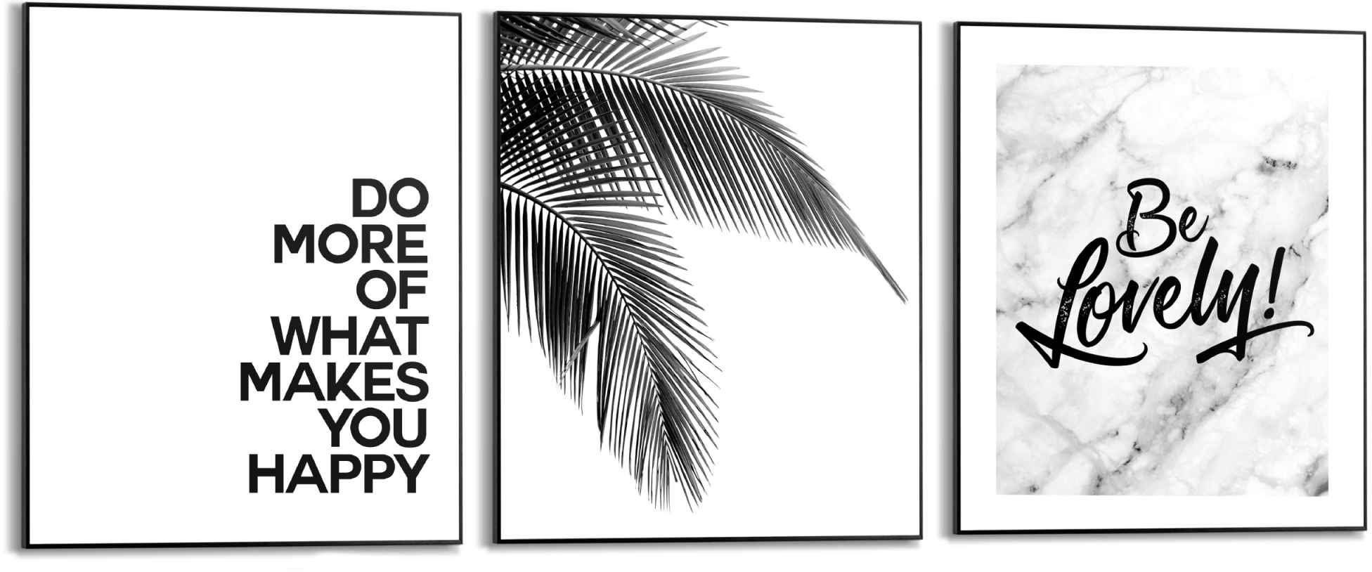 Image of Reinders! Wandbild »Wandbilder Set Moderne Kunst Englischer Text - Happy - Quote - Palm - Glück«, Kunst, (3 St.) bei Ackermann Versand Schweiz