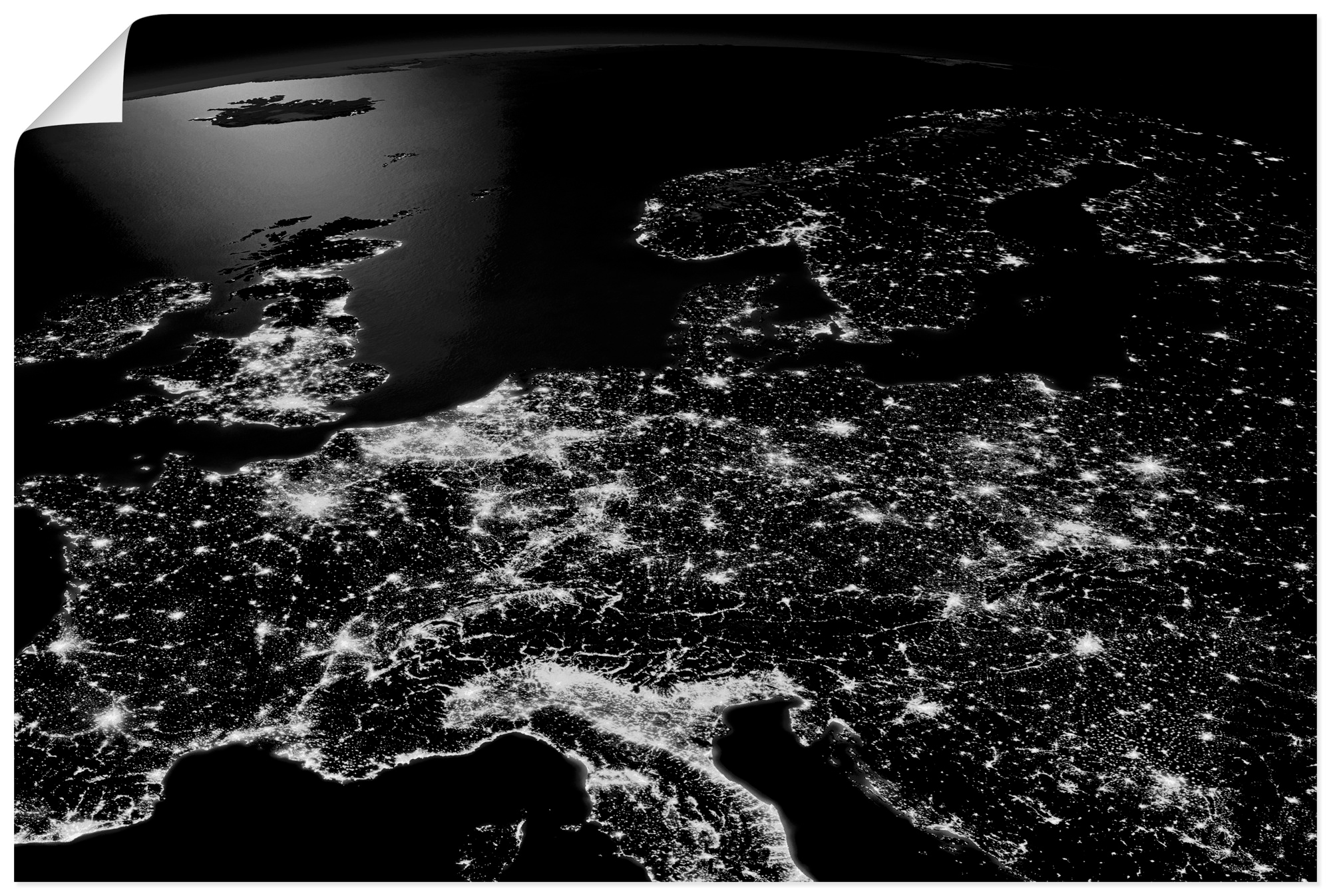 Image of Artland Poster "Zentral Europa vom Weltraum II" Weltall & Kosmos 1 Stk. tlg. ohne Rahmen