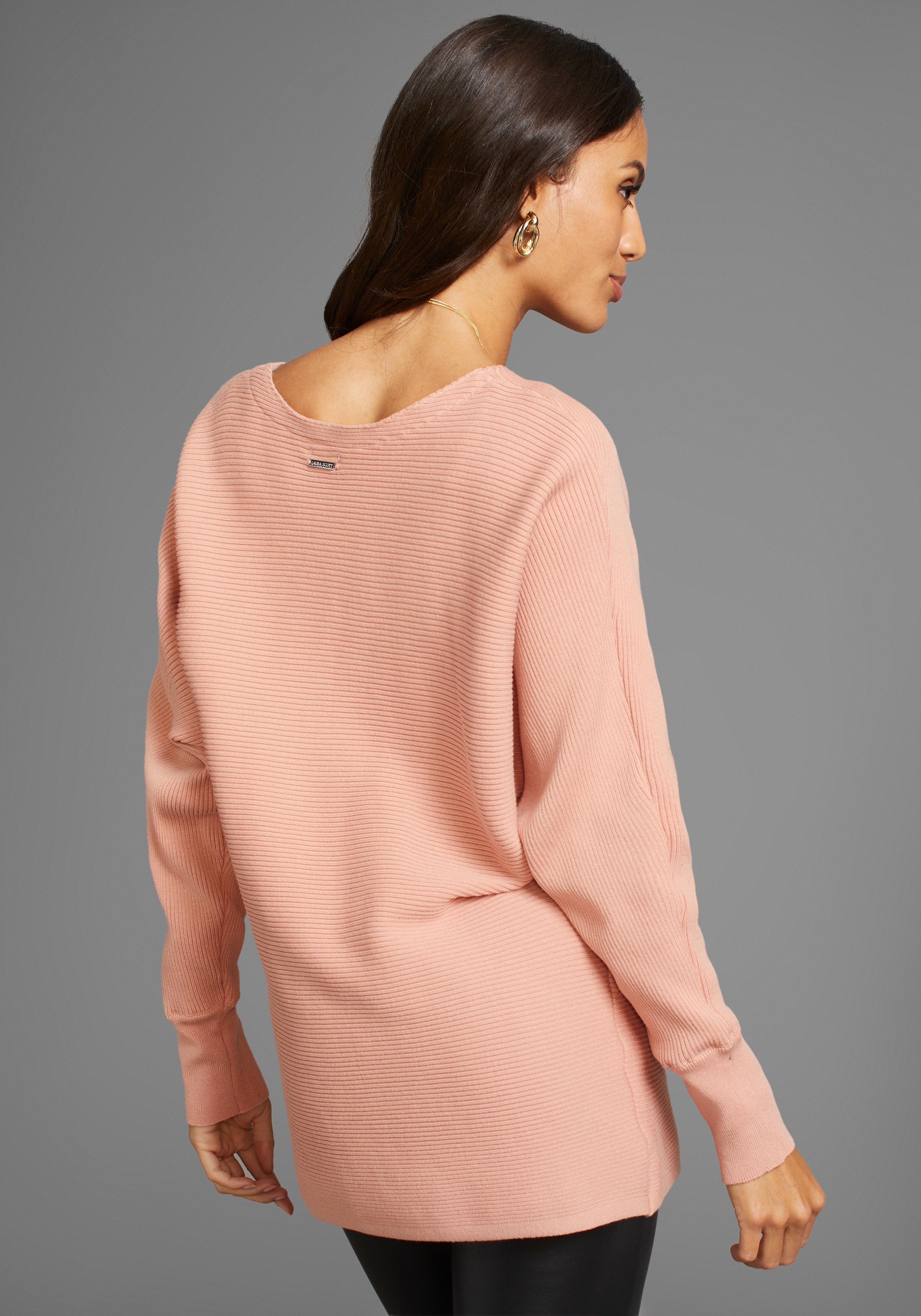 Laura Scott Rundhalspullover, in oversize und Rippstruktur