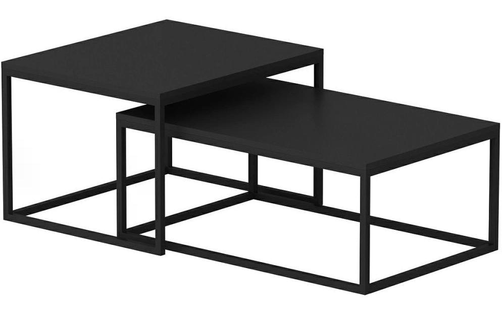 Image of WOODY FASHION Beistelltisch "Leka 2-ert Set, Schwarz"