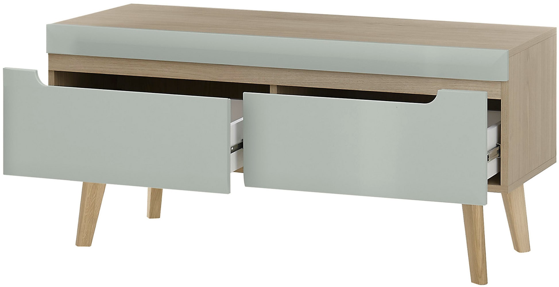 INOSIGN Lowboard »Torge, TV-Unterschrank, TV-Kommode, Fernsehschrank, TV-Board«, (1 St.), abgeschrägte Füsse, drei Farben, Scandi Design, 107 cm breit