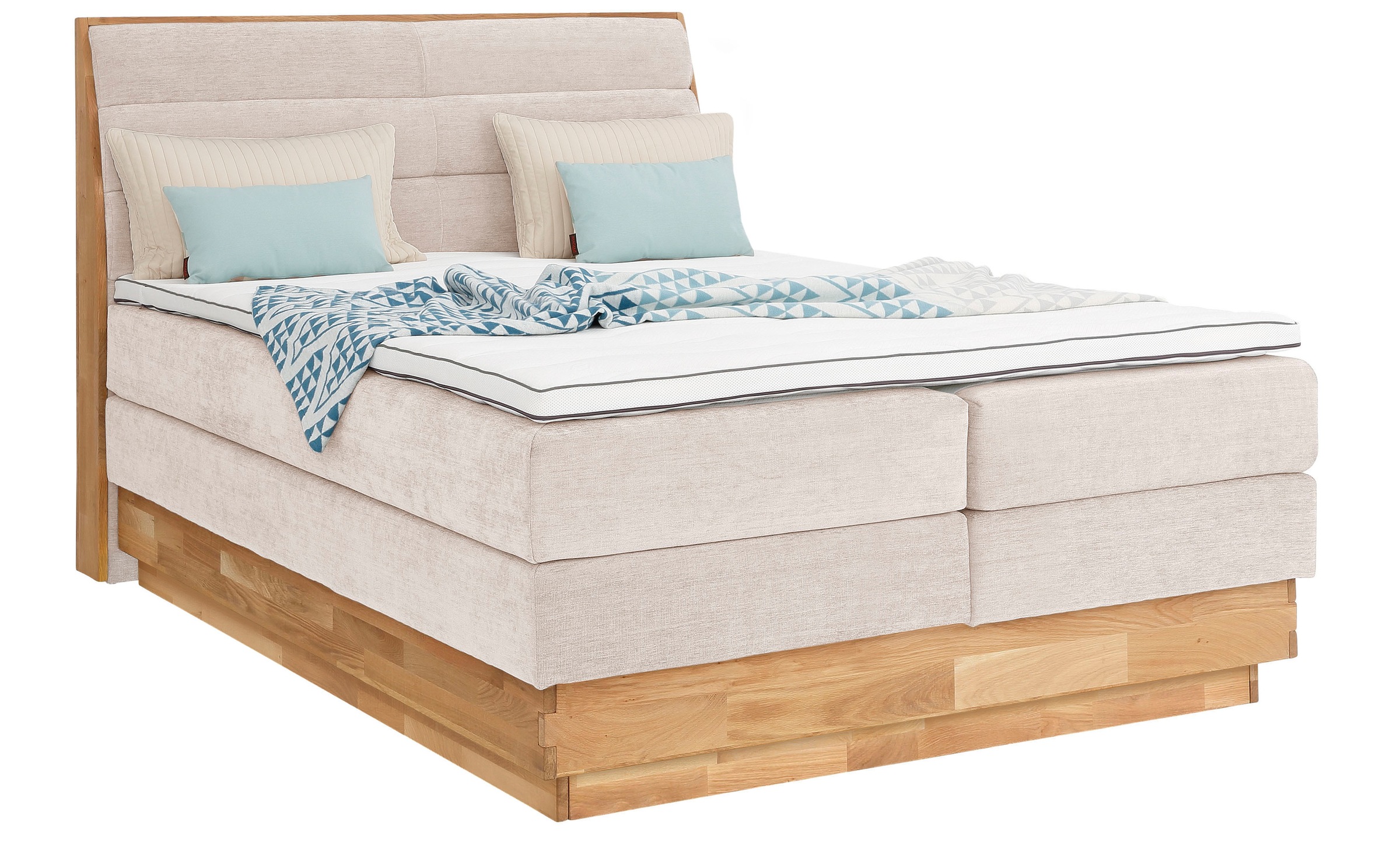 GOODproduct Boxspringbett »Jenna«, ohne LED-Beleuchtung, mit zertifizierten, recycelten Bezugsstoffen