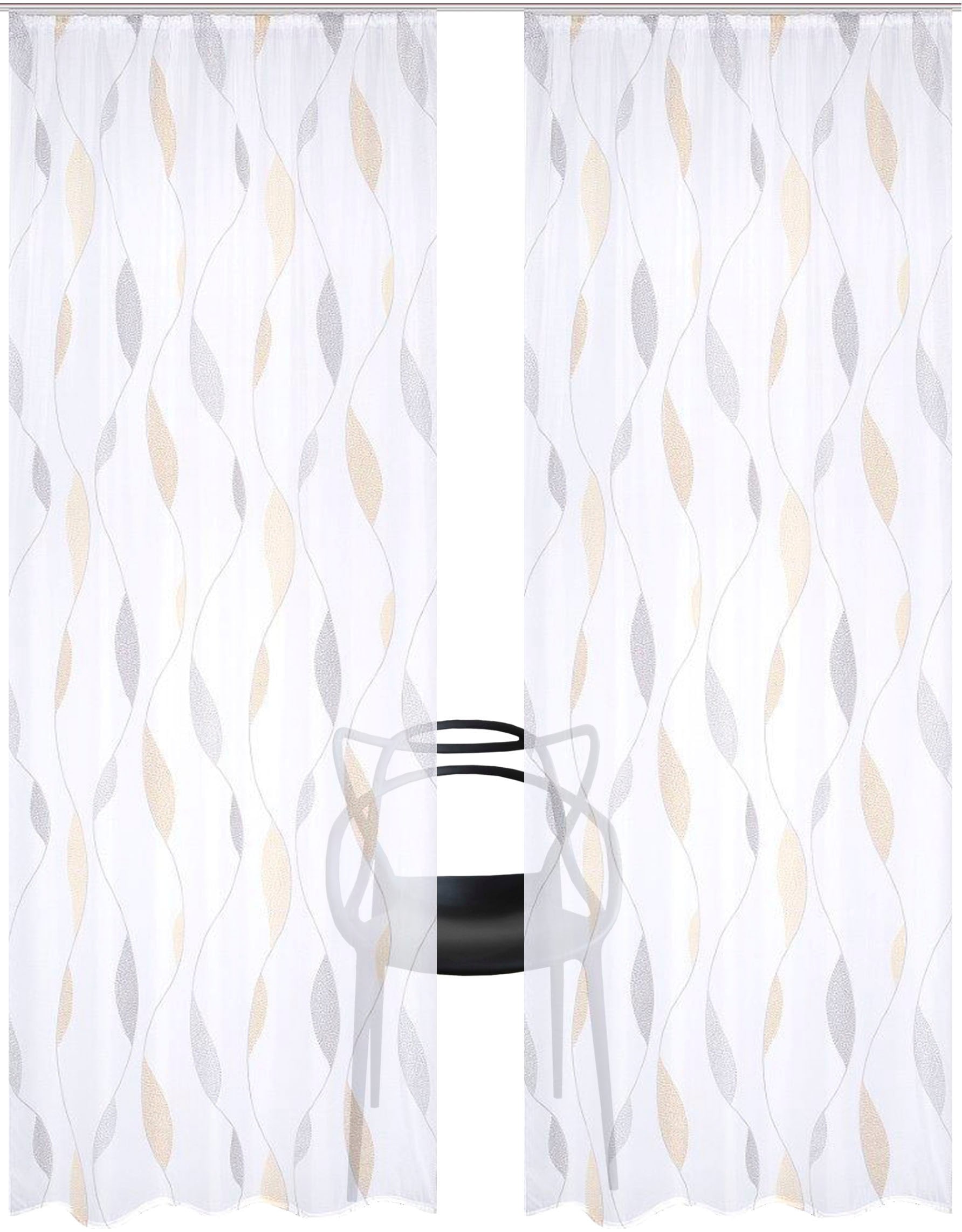 HOME WOHNIDEEN Vorhang »PAOLO« Kräuselband 2 Stk. tlg. 2er Pack Kräuselbandschal PAOLO bedruckt