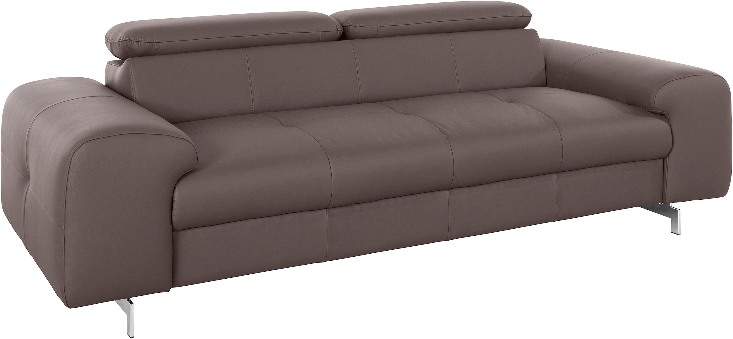 COTTA 3-Sitzer »Chef«, Big-Sofa mit Kopfteilverstellung, edle Metallkufen