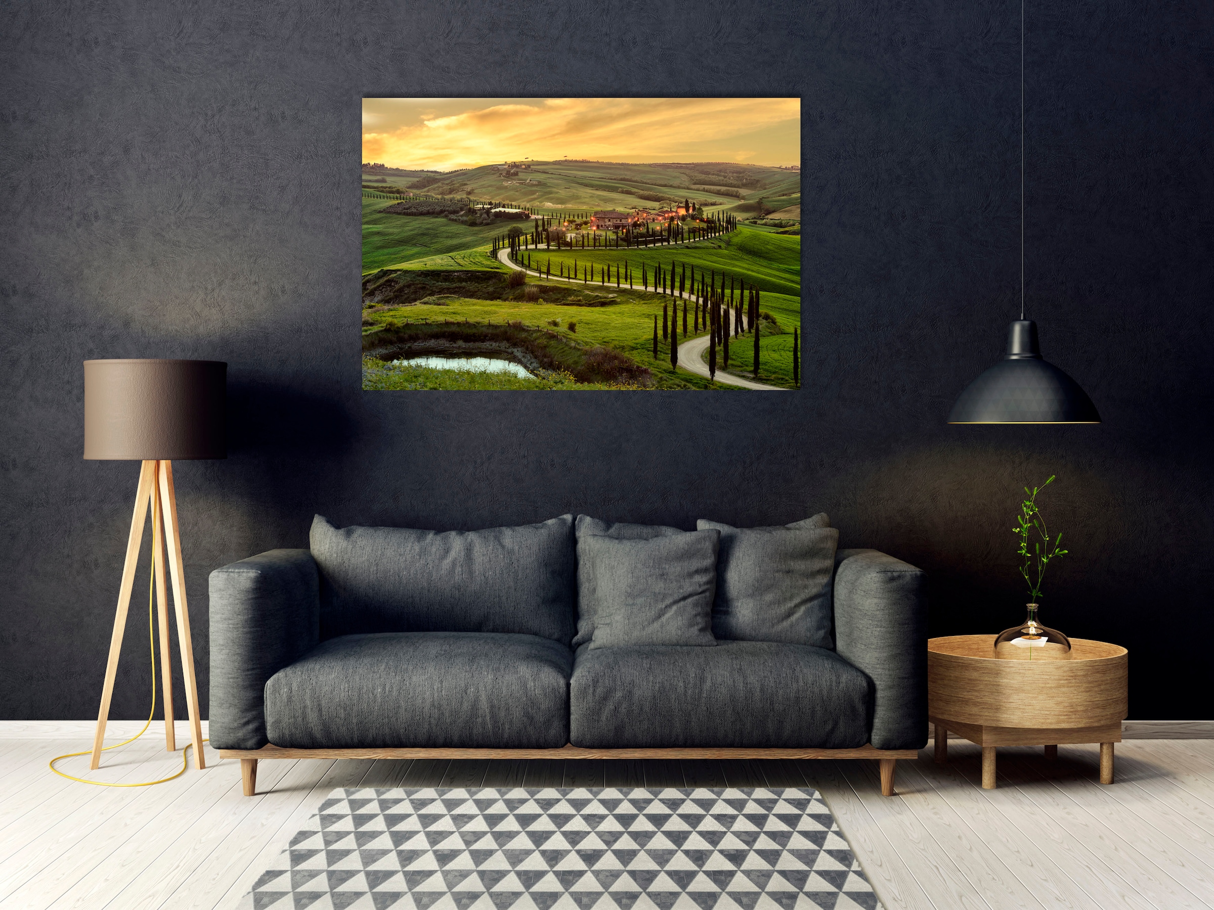 Image of queence Acrylglasbild "Eliette" Gebäude Italien Landschaft Tannenbaum 1 Stk. tlg. Fine Art-Print in Galeriequalität