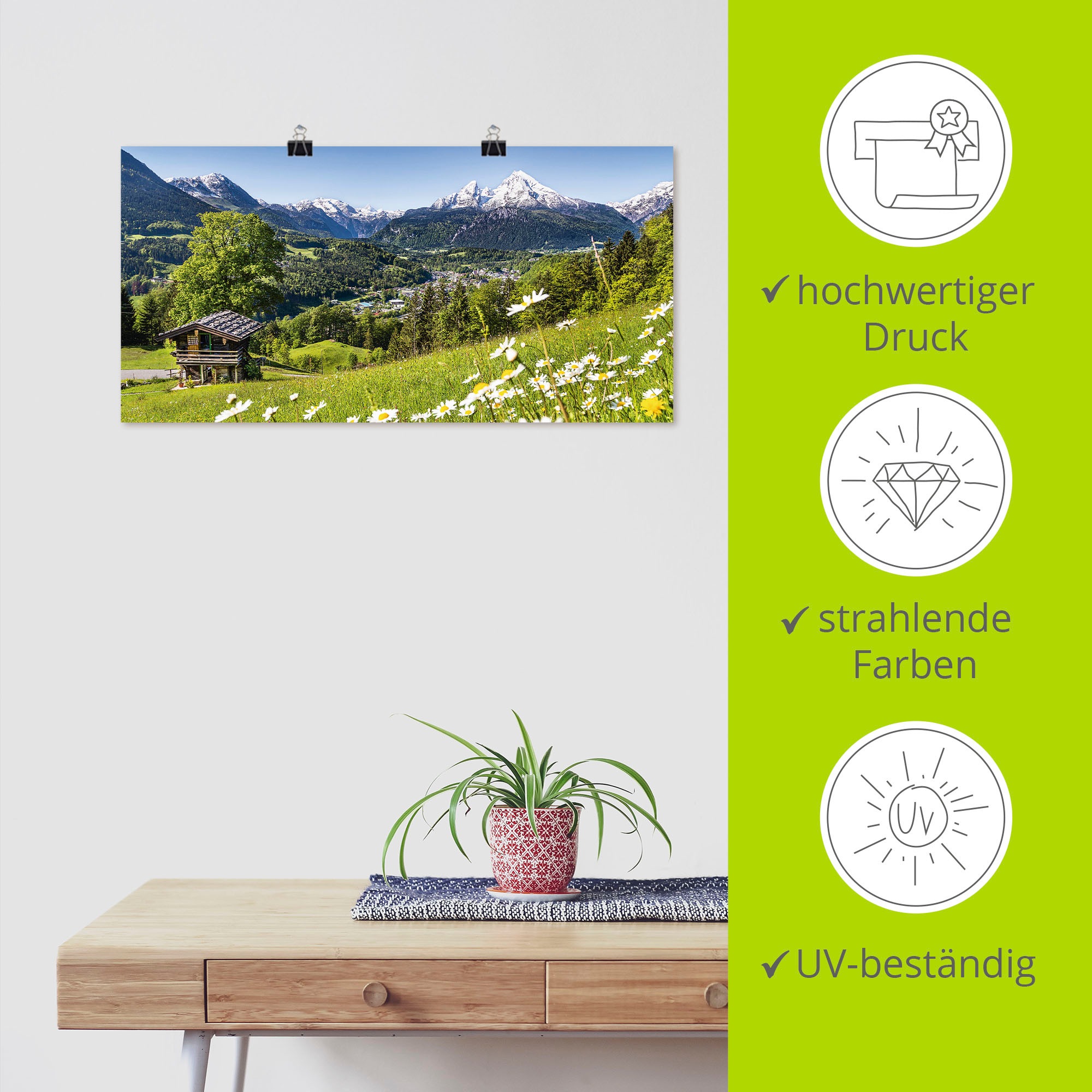 Artland Wandbild »Landschaft in den Bayerischen Alpen«, Berge, (1 St.), als Alubild, Outdoorbild, Leinwandbild, Poster, Wandaufkleber