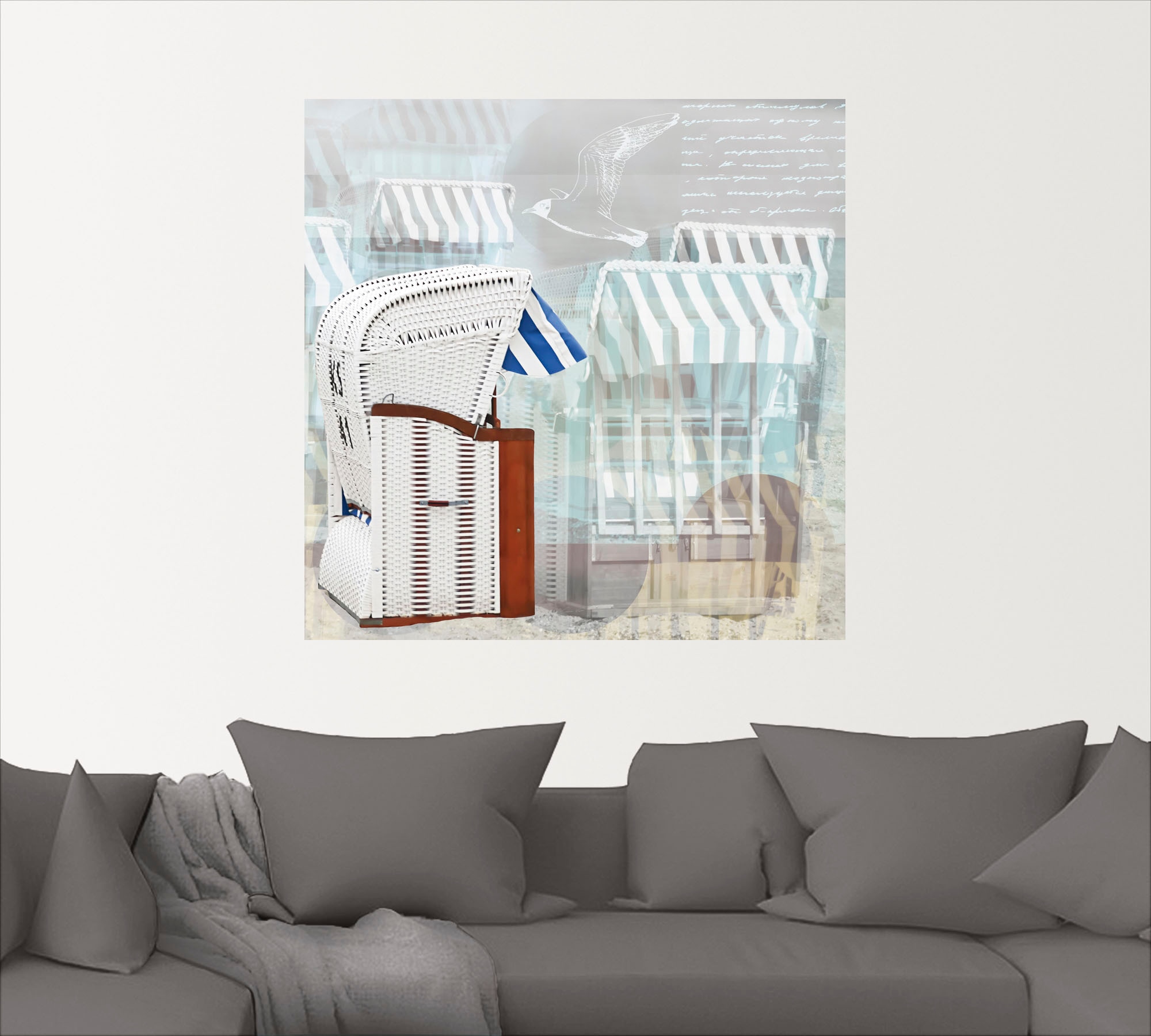 Artland Wandbild »Strandkorb Hintergrund Effekt«, Strandbilder, (1 St.), als Leinwandbild, Wandaufkleber in verschied. Grössen