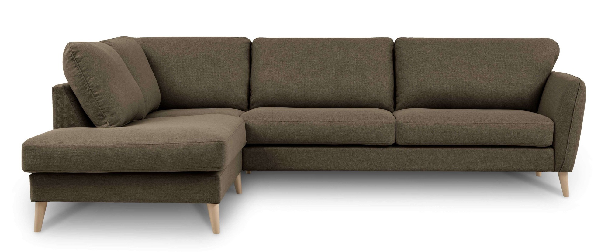 Home affaire Ecksofa »MARSEILLE 278/202 cm, L-Form, Ottom. rechts/links, verschiedene Bezüge«, Massivholzbeine Eiche, Landhausstil, Wellenunterfederung