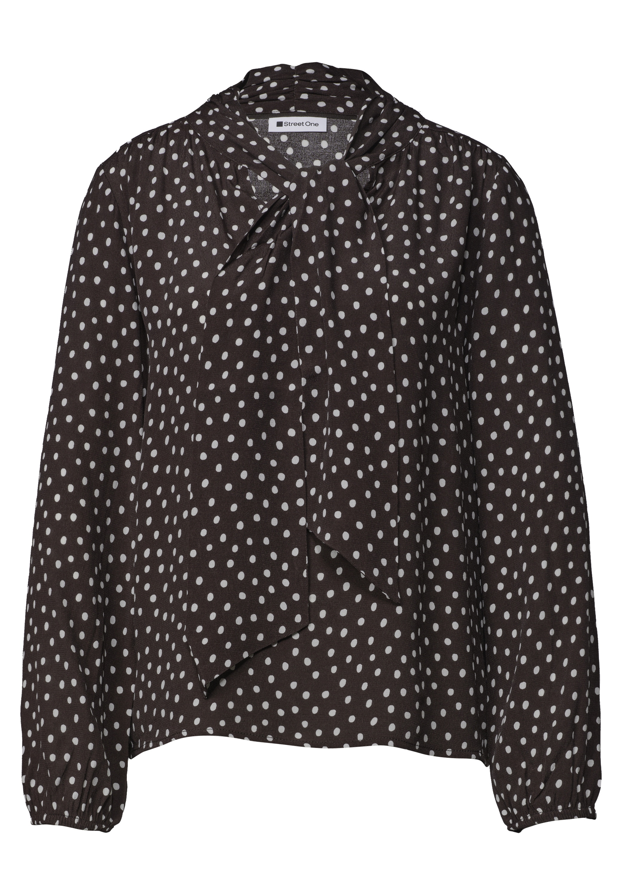 STREET ONE Langarmbluse Sommerbluse mit Schleifendetail und Punkten