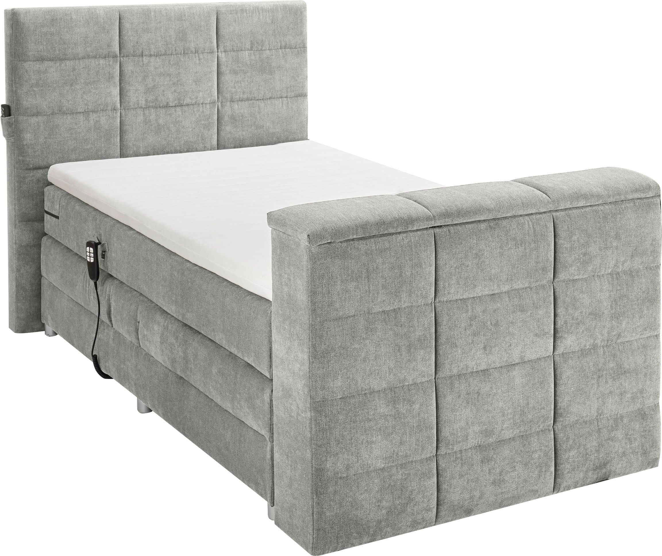 ED EXCITING DESIGN Boxspringbett »Denver« inkl. Motor, Topper und motorisierter TV-Halterung bis 40 Zoll