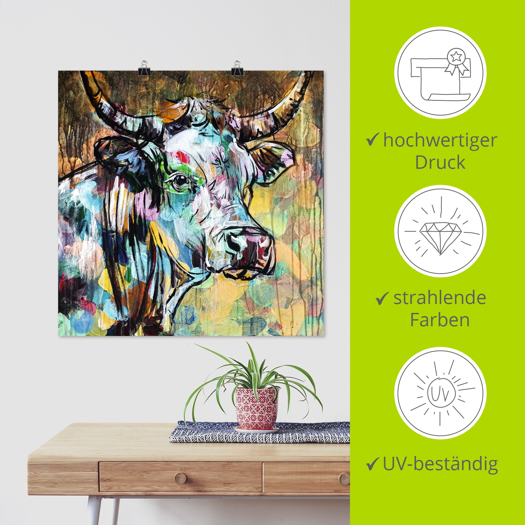 Artland Wandbild »Luna die Kuh« Kuhbilder 1 Stk. tlg. als Alubild, Leinwandbild, Poster, Wandaufkleber in verschied. Grössen