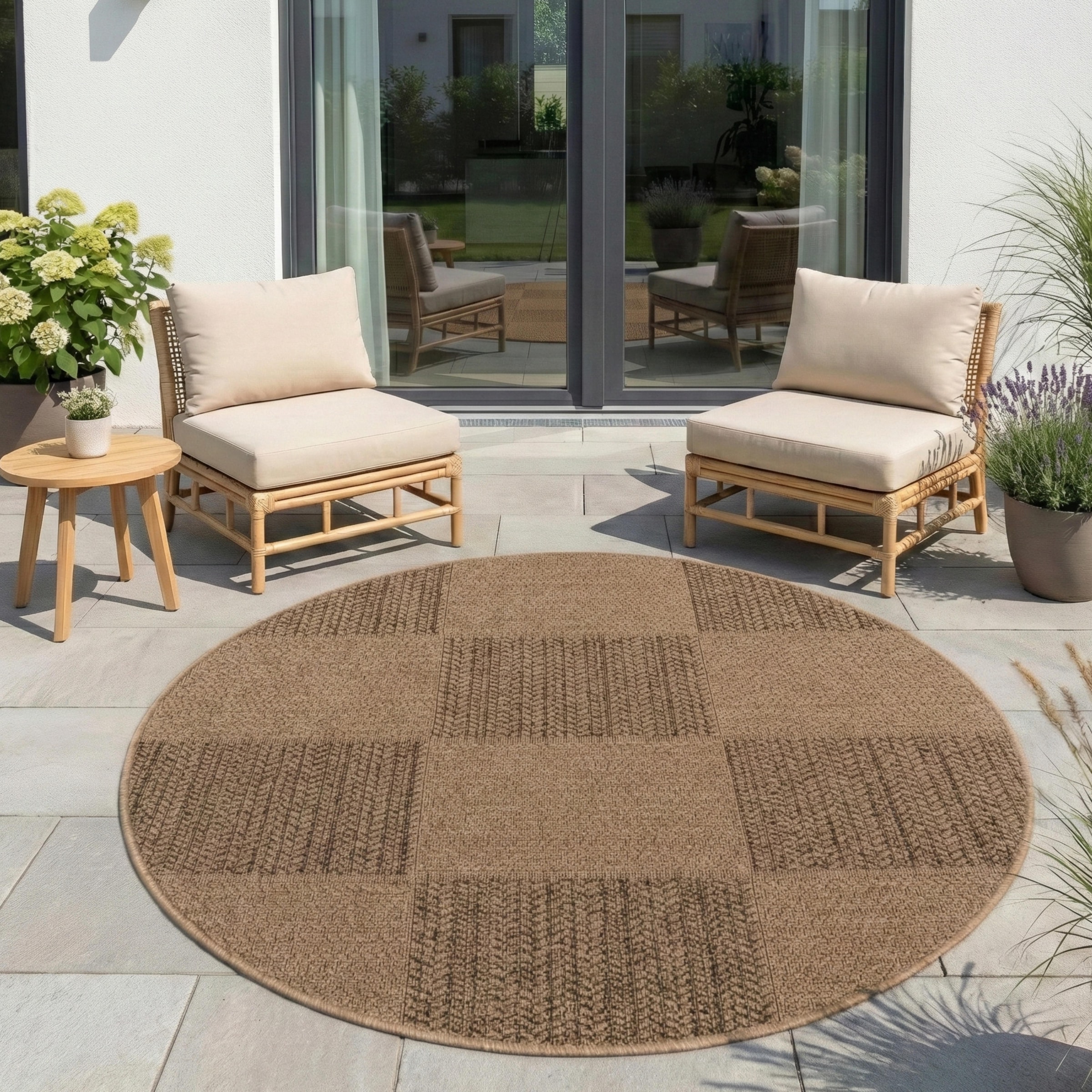 Image of Ayyildiz Teppiche Outdoorteppich "TIMBER 1405, auch als Läufer und Rund" rund 5 mm Höhe Läufer, Rund, In und Outdoor, Jute Sisal Optik, Wohnzimmer, Terasse