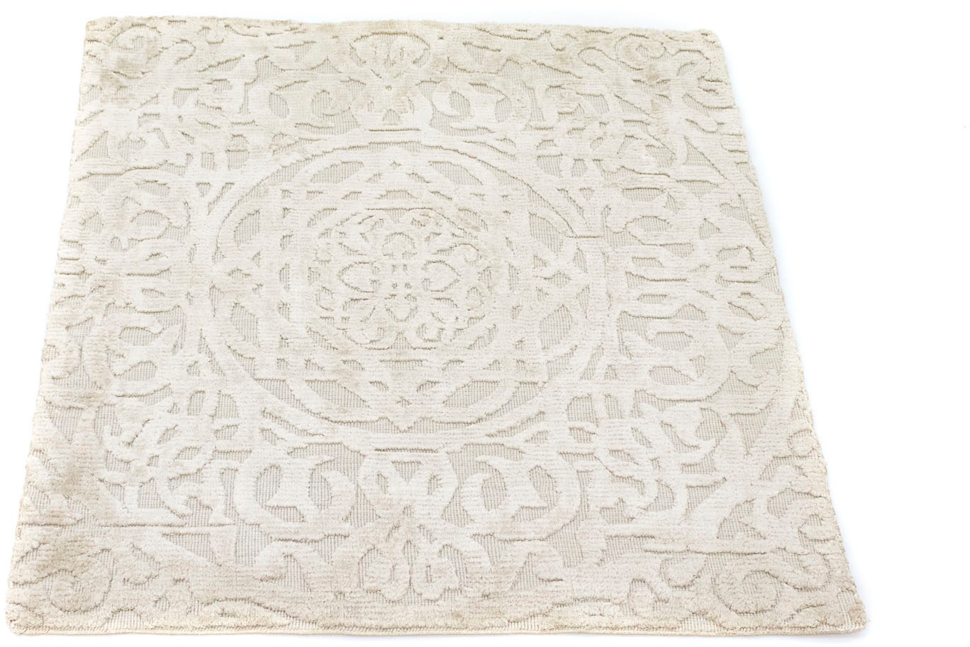 Image of morgenland Teppich »Designer Teppich handgewebt beige«, quadratisch, 15 mm Höhe, Viskose bei Ackermann Versand Schweiz
