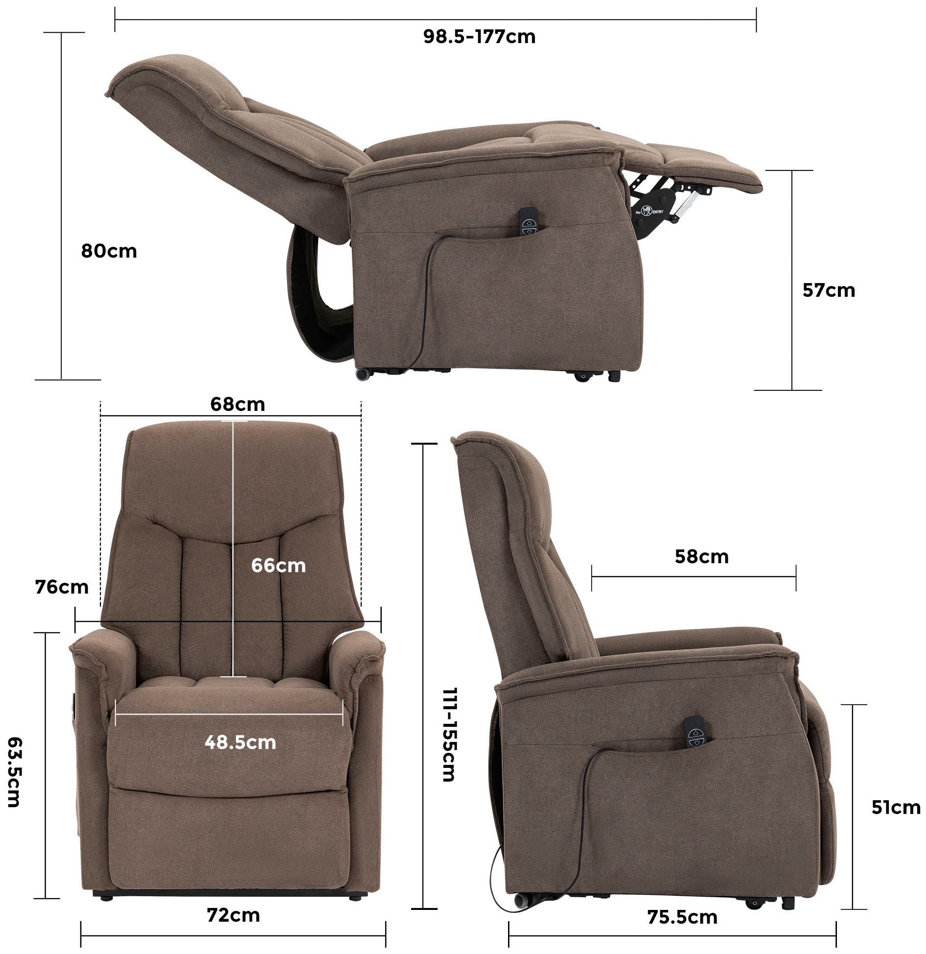 Duo Collection Fauteuil TV »Aurora XXL bis 150 kg belastbar, mit elektrischer Aufstehhilfe« fonction relaxation et ressorts ensachés avec suspension à lames en acier