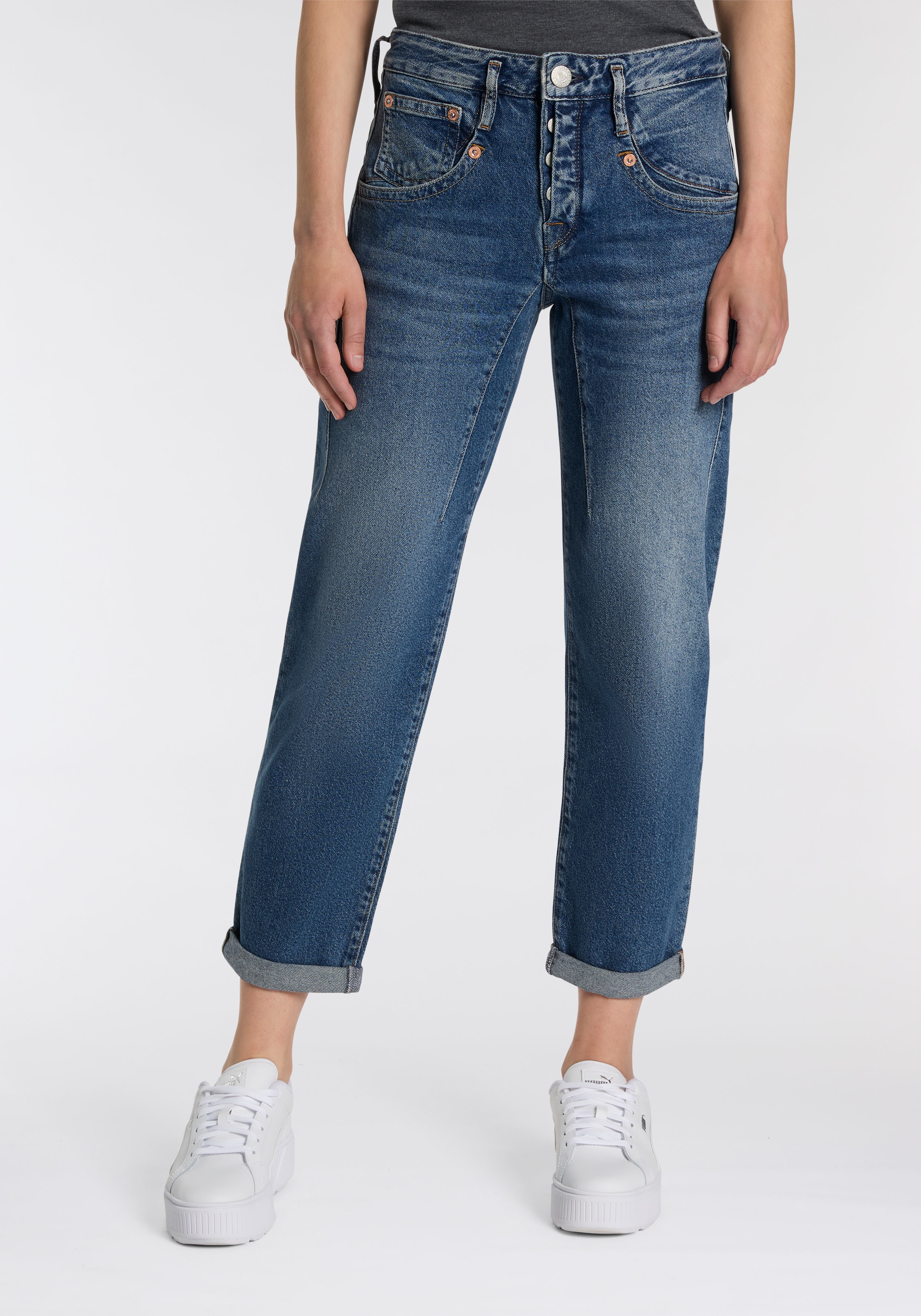 Image of Herrlicher 5-Pocket-Jeans "Shyra Tap Denim" mit hohem Bund, Cropped