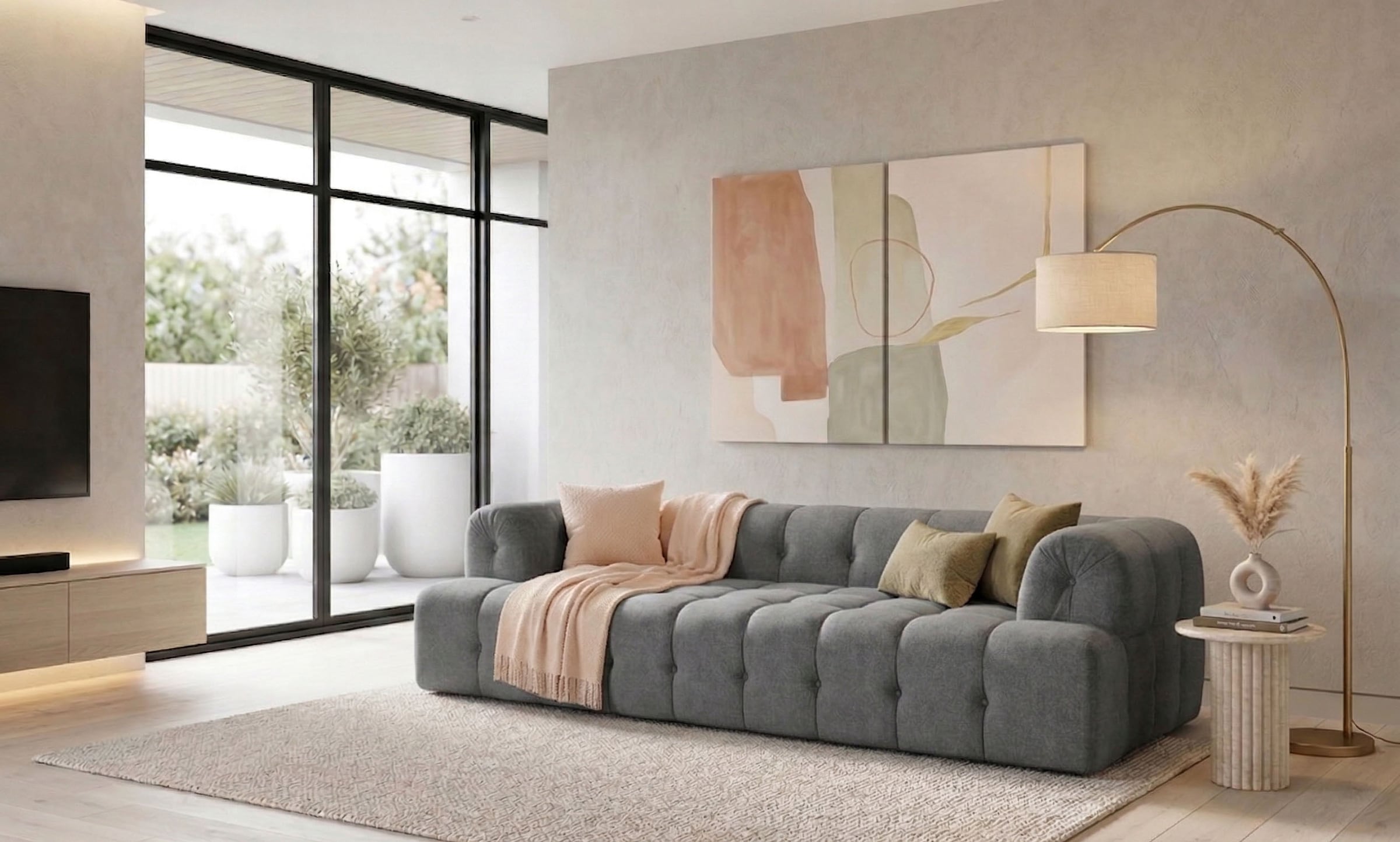 Home affaire 3-Sitzer »APERIRE Design-Sofa, moderne Steppung, Breite 225 cm« mit Wellenunterfederung, gemütlich und modern, komfortables Sitzgefühl