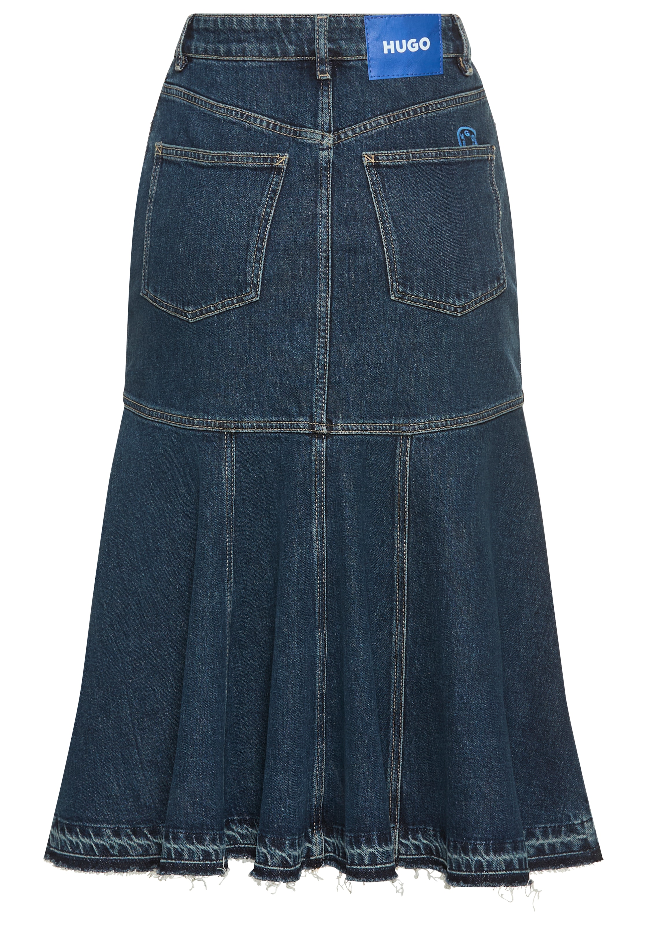 HUGO Blue Jeansrock »Gidya«, Mid Rise, mit Volants und Schlitz