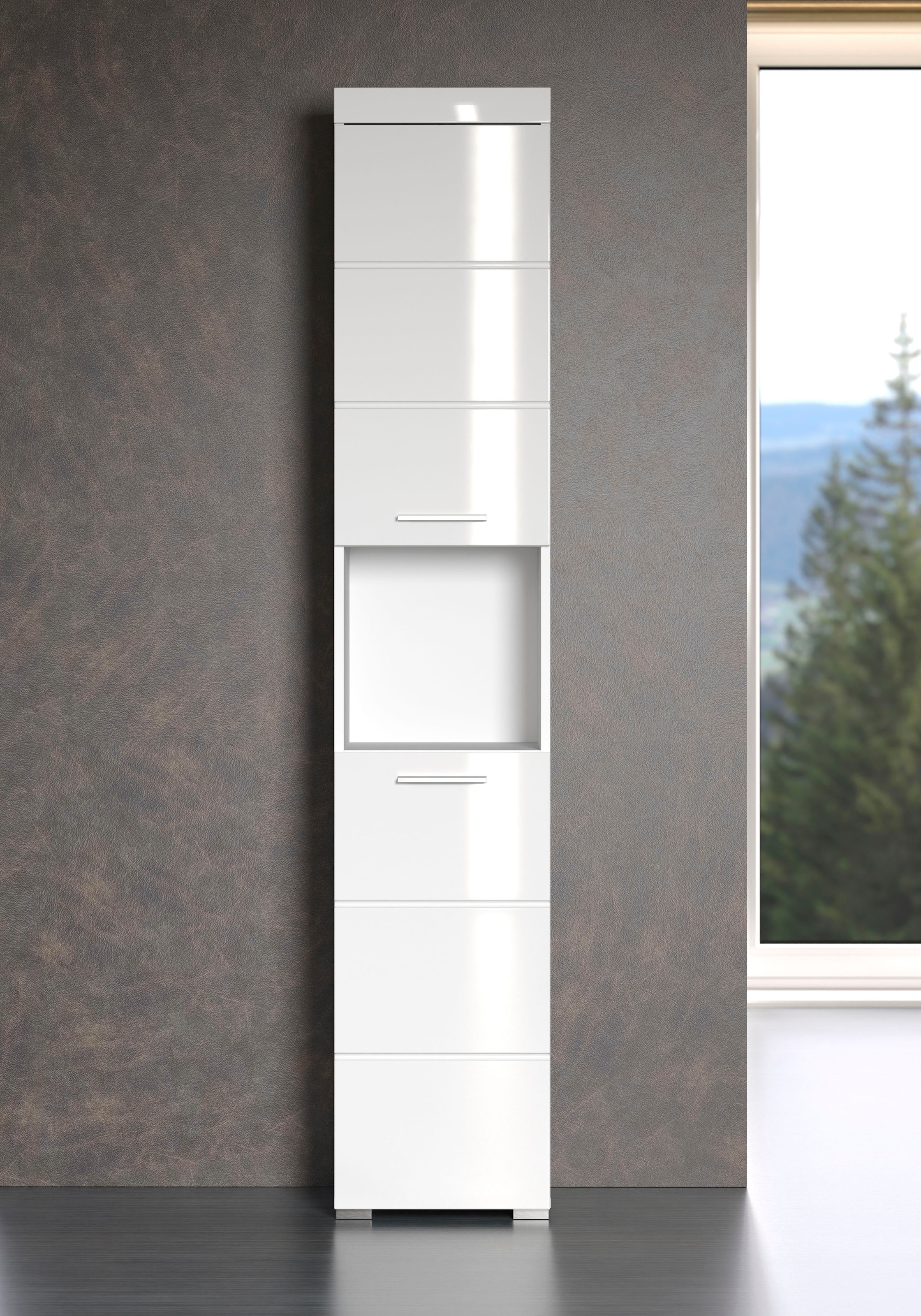 welltime Hochschrank »Avena« Badschrank mit 2 Türen & 1 Fach - (B/T/H) 37/31/190 cm