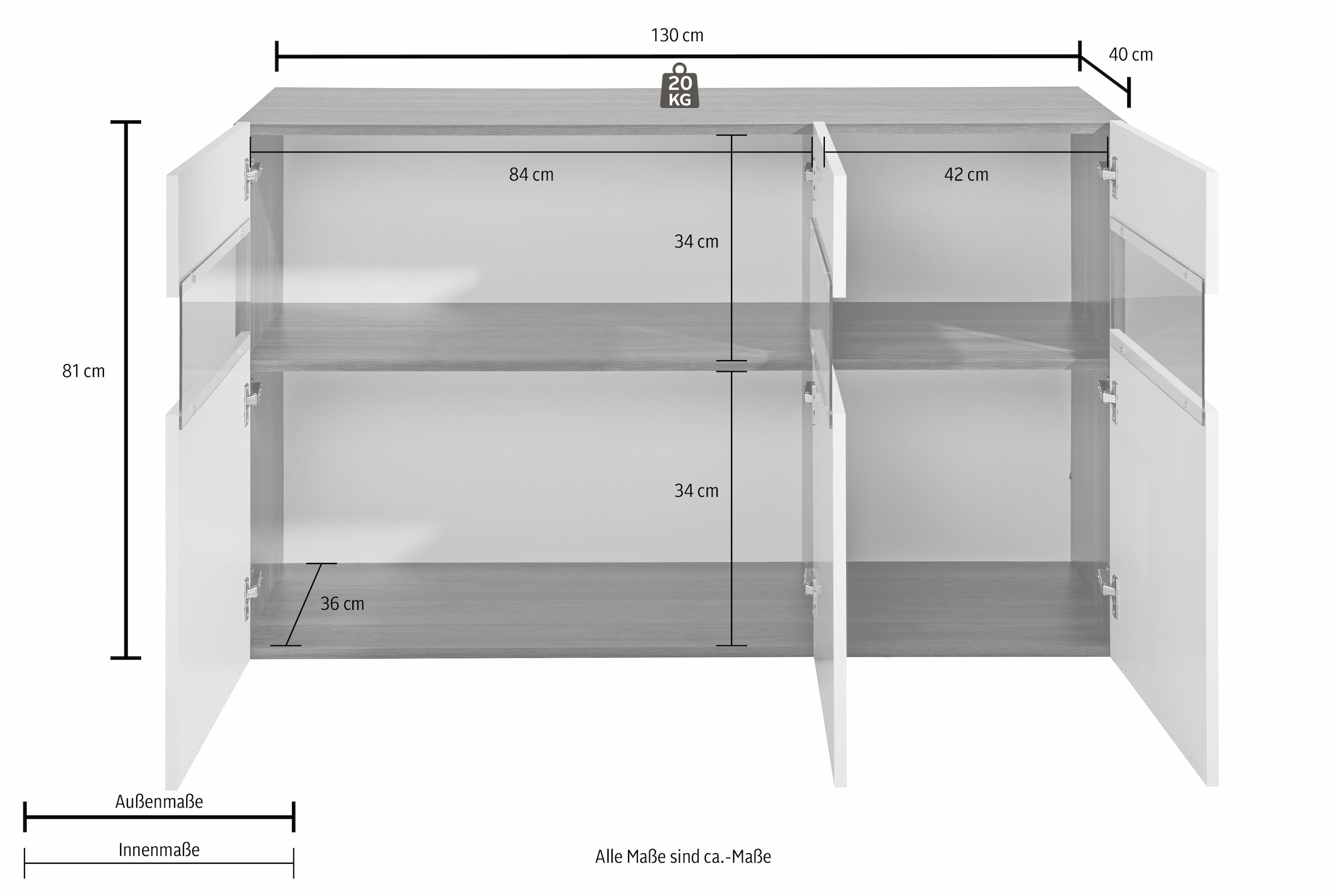 INOSIGN Sideboard, Breite 130 cm, ohne Beleuchtung