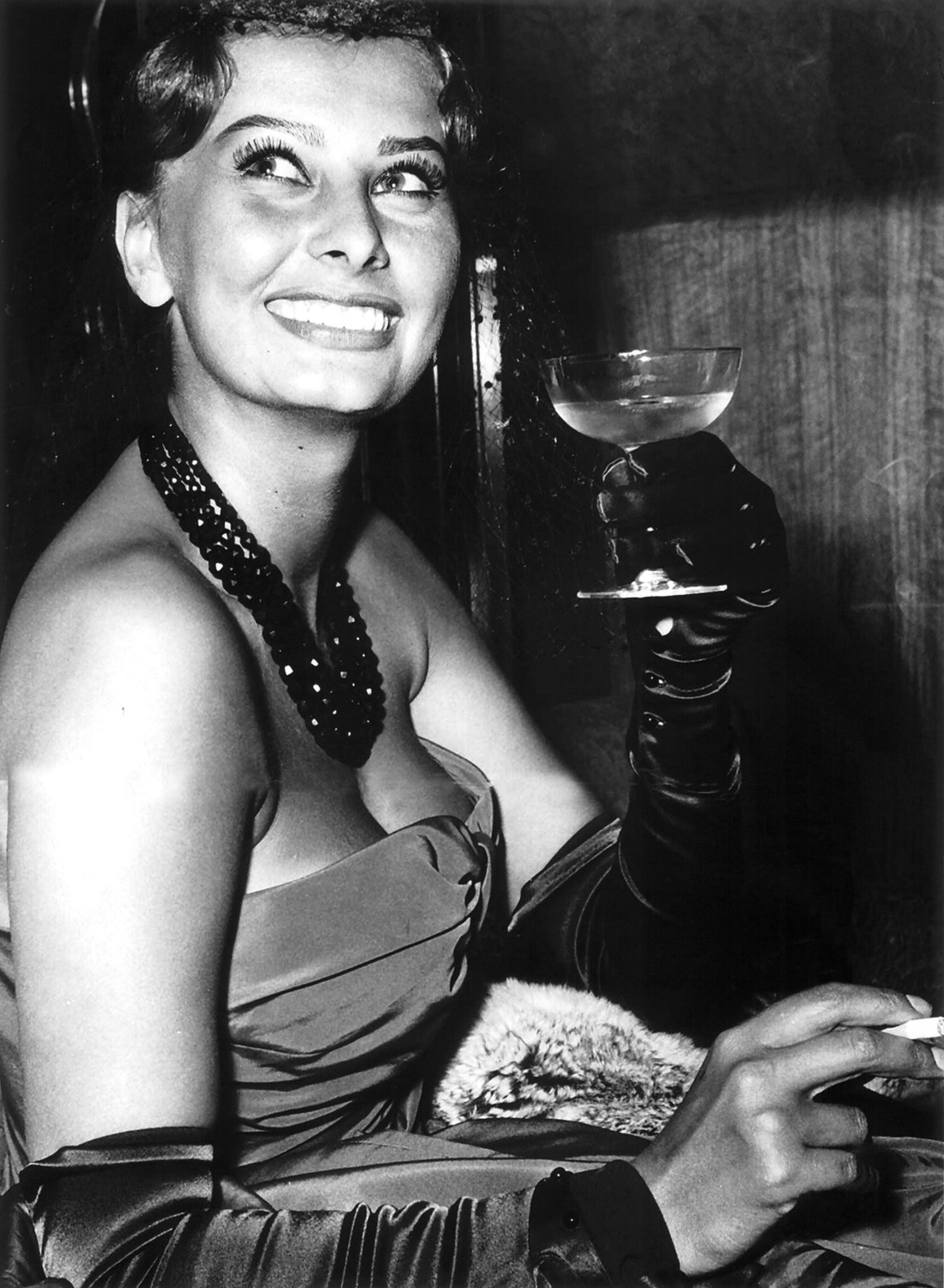 queence Acrylglasbild »Champagne«, Schwarz-Weiss-Frau-Stars, Sophia Loren, Fine Art-Print in Galeriequalität