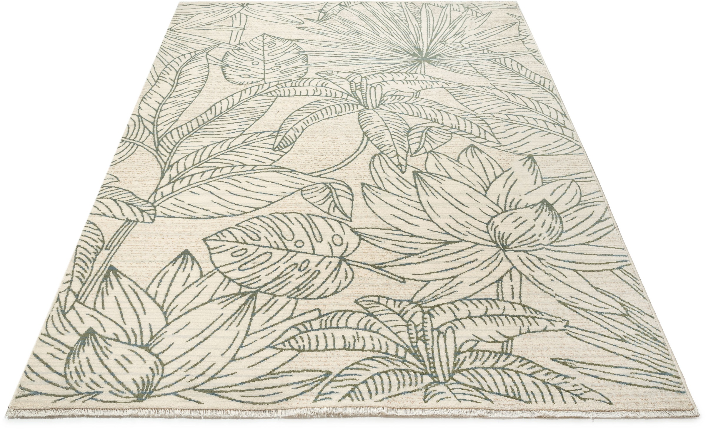 Image of Leonique Teppich »Sinka«, rechteckig, 10 mm Höhe, florales Design, Flachgewebe, mit Fransen, ideal für Wohnzimmer, Schlafzimmer, Esszimmer, Arbeitszimmer bei Ackermann Versand Schweiz