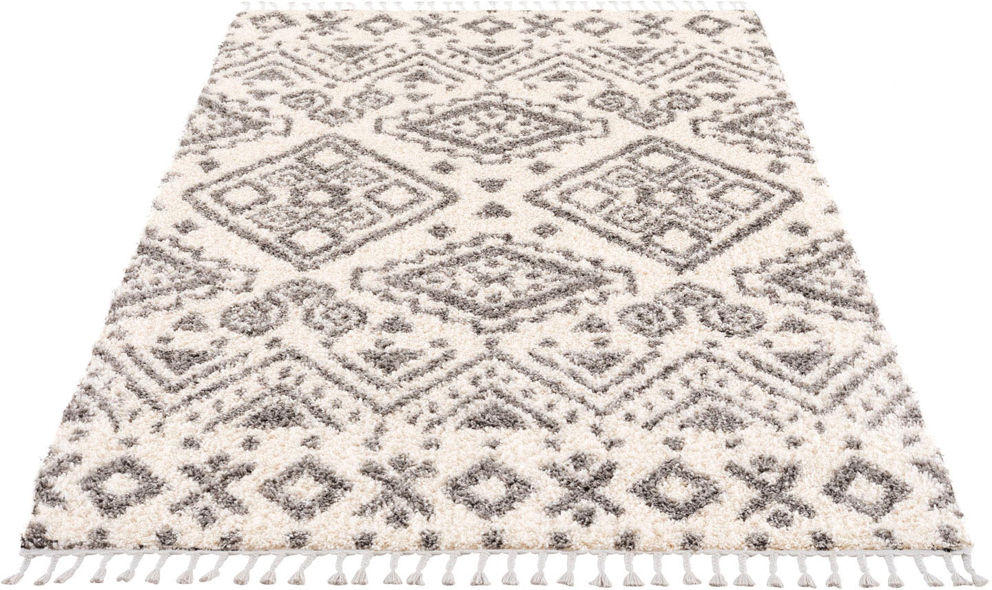 Carpet City Hochflor-Teppich »Pulpy 541«, rechteckig, 30 mm Höhe, besonders weich, mit Fransen, Ethno Look