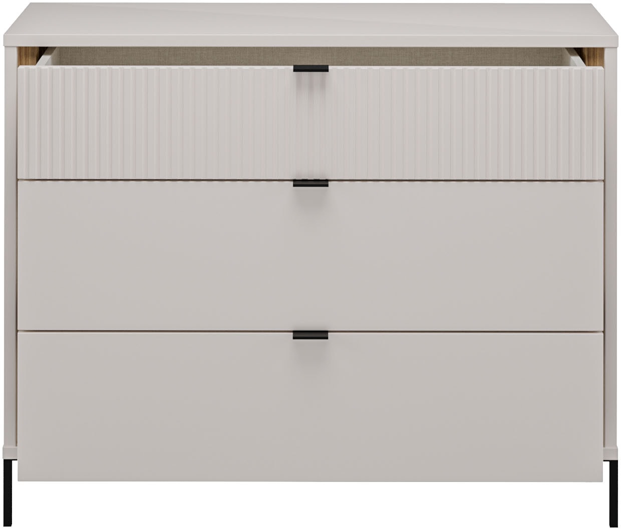 FORTE Kommode »Forte Seravel Sideboard 110 cm, Kashmir Beige/Mauvella Eiche« B/H/T109,4/87,2/41,5 cm, Metallfüsse schwarz