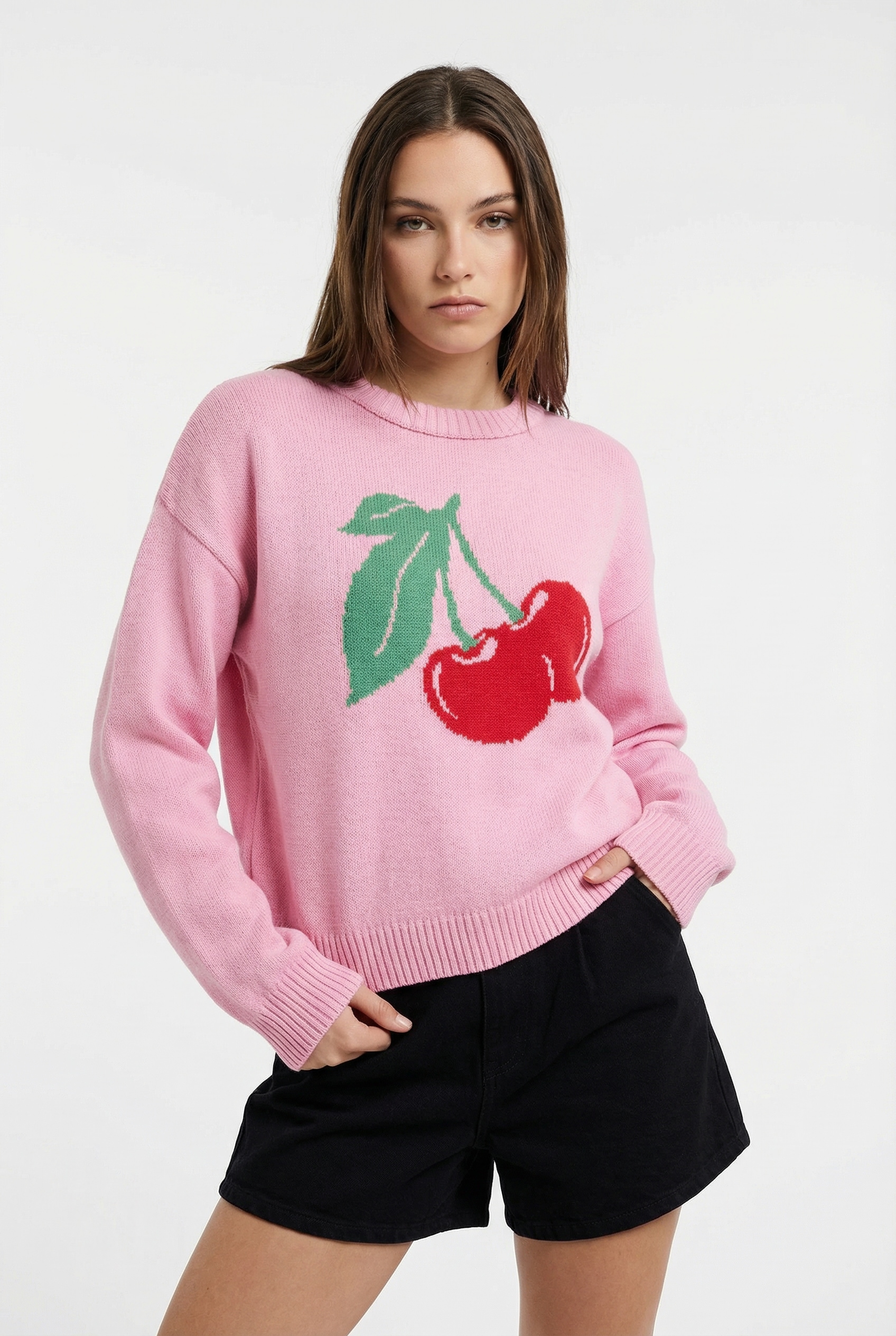 Image of ONLY Strickpullover "ONLELISE LS O-NECK KNT" Baumwollmischung, Rundhals