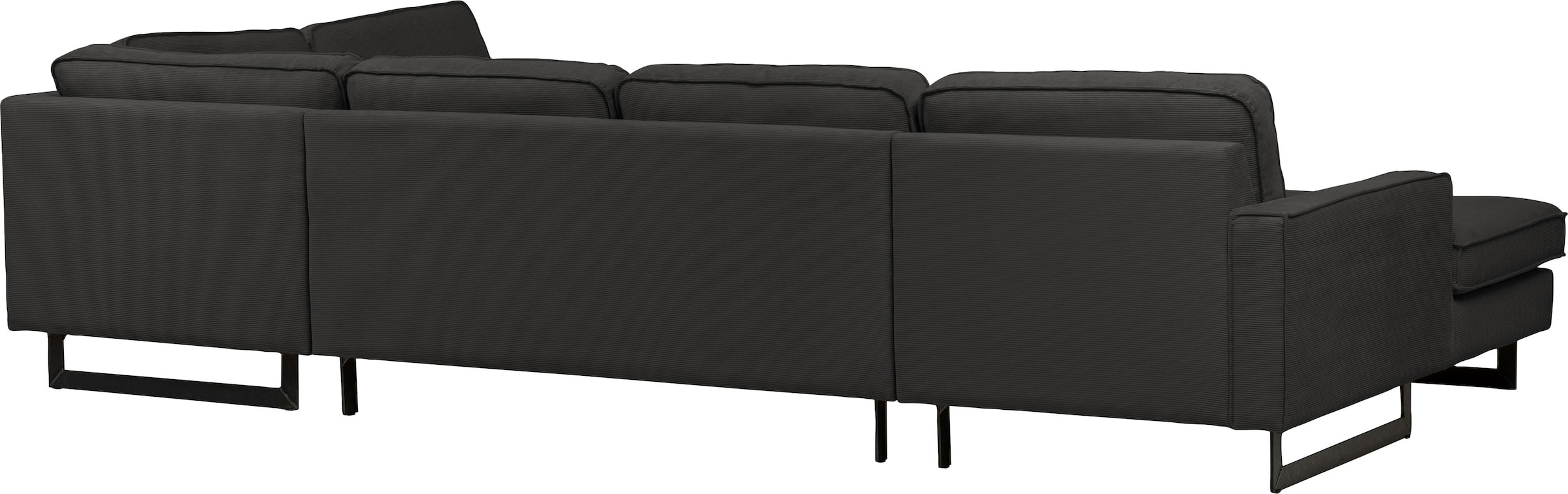 Places of Style Wohnlandschaft »Pinto, 350 cm, U-Form, XXL, mit Ottomanen«, Cord, Chenille, Lederoptik, mit Keder, Metallfüsse, Wellenunterfederung