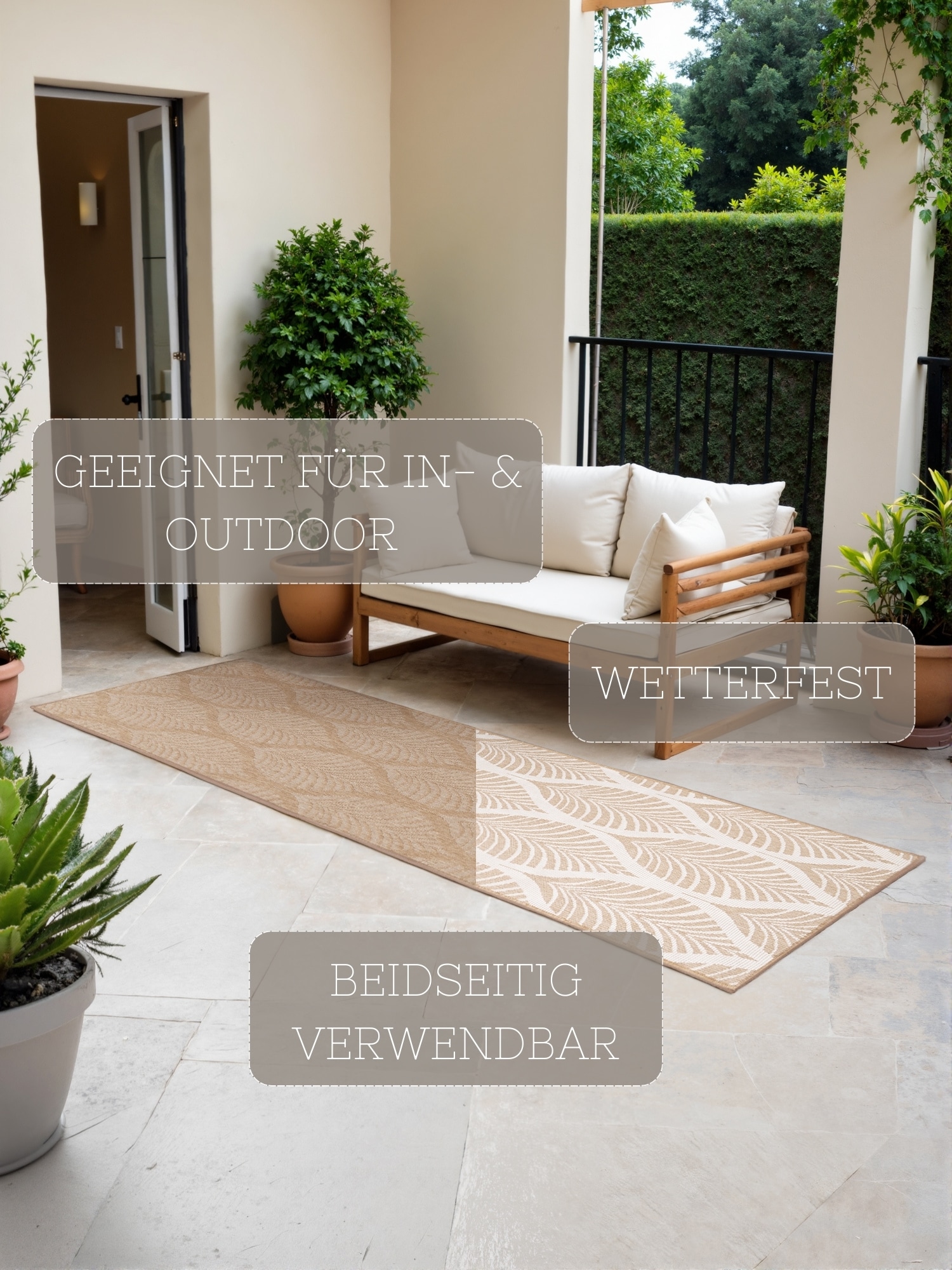 HANSE Home Outdoorteppich »Liora Wendeteppich«, rechteckig, 5 mm Höhe, Läufer, In und Outdoor, Flachgewebe, wetterfest, pflegeleicht, robust