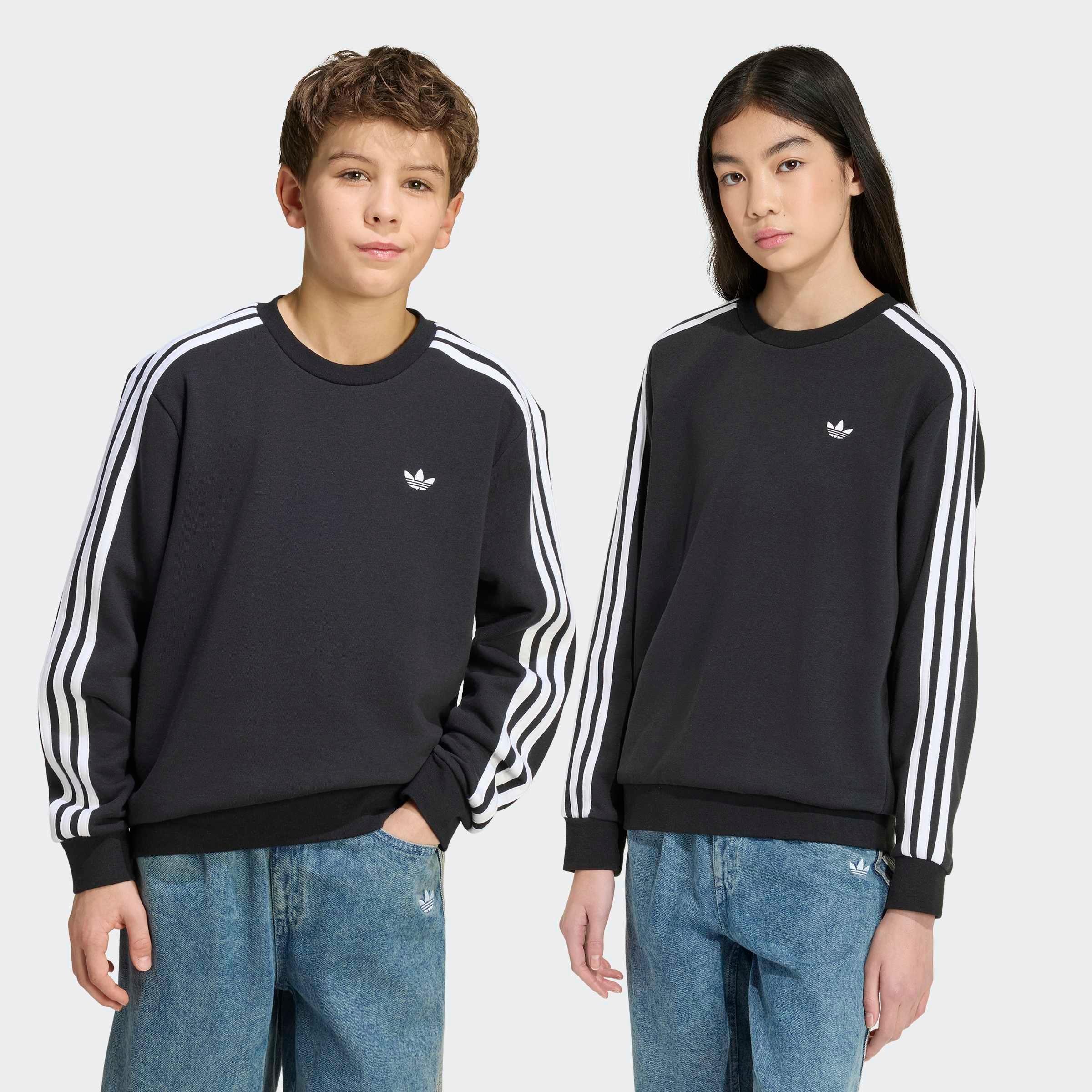 Image of adidas Originals Sweatshirt "LOCKERES 3-STREIFEN RUNDHALS", Sweatshirt für Kinder, sportlicher Stil, normale Länge