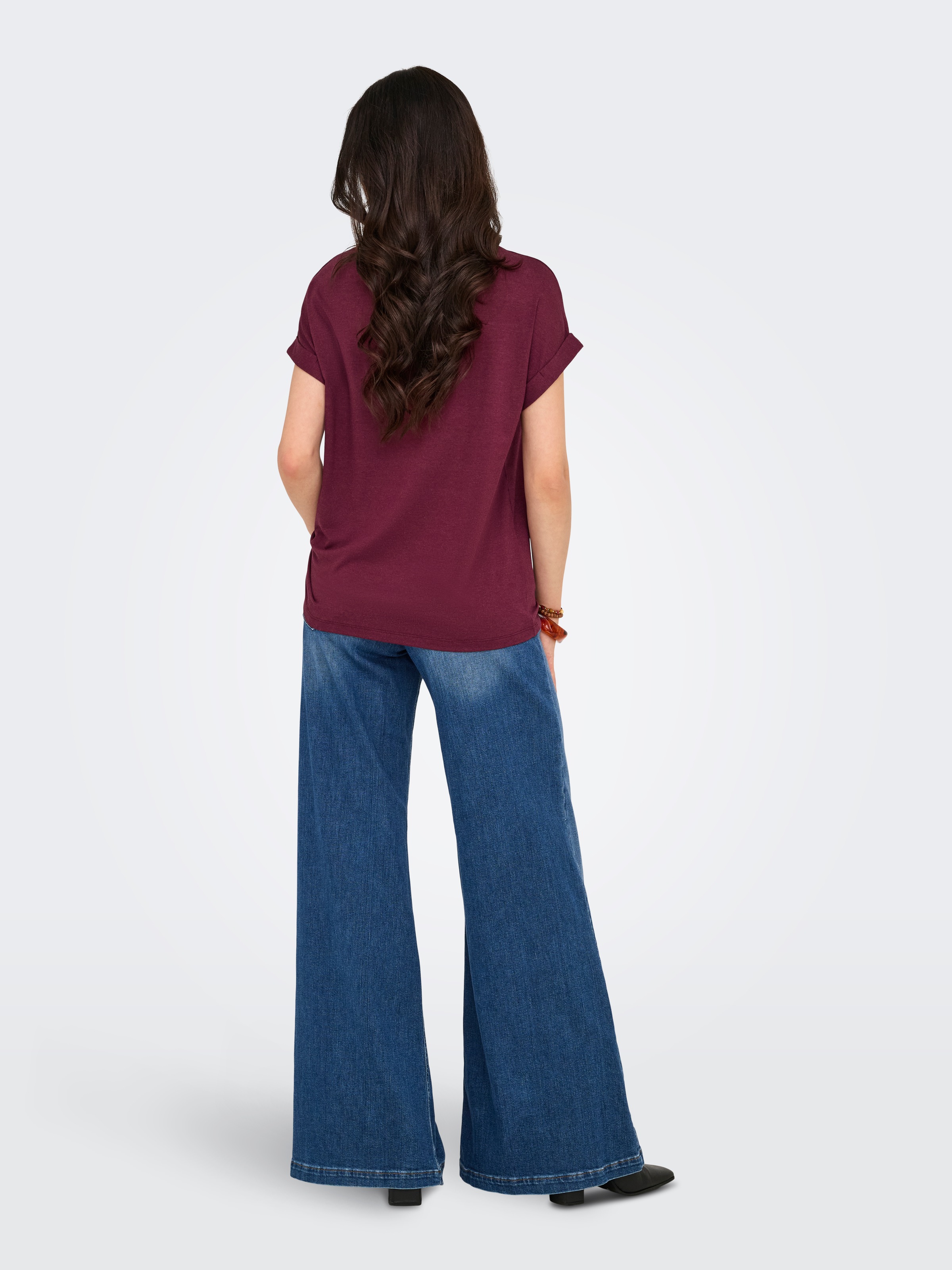 ONLY T-Shirt »ONLMOSTER – Kurzarmshirt mit Aufschlag und klassischem Look«, unifarben, casual, regular fit, Viskosemischung, Rundhals