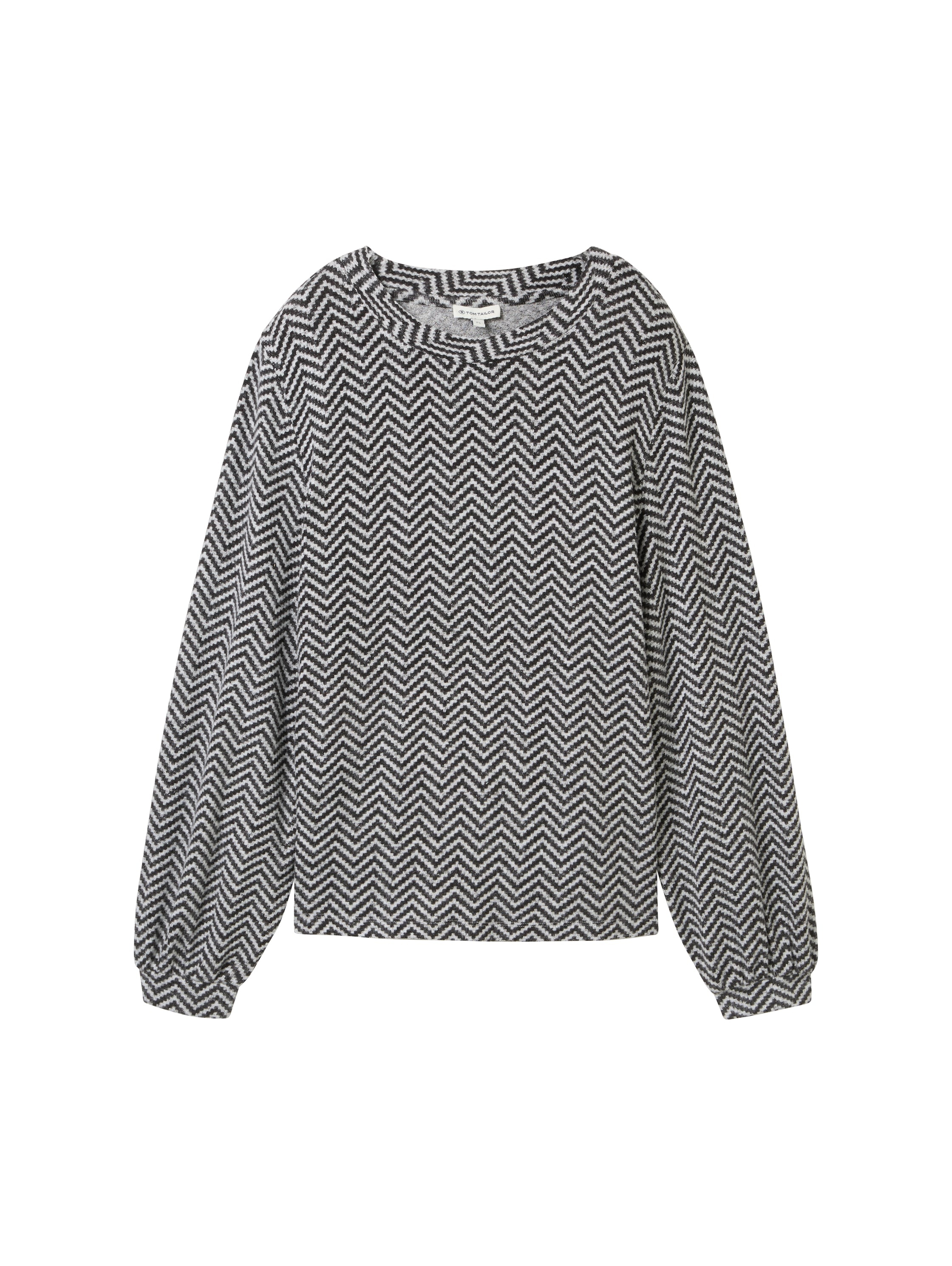 TOM TAILOR Langarmshirt, mit Fischgrätenmuster und Rundhals