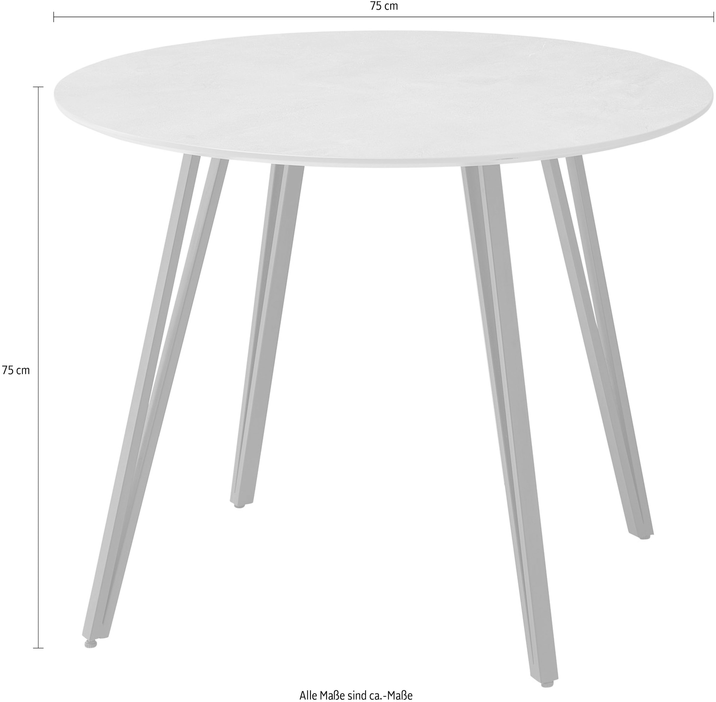 Stolkom Table de salle à manger »Floris Esstisch Ø/H 100x75 cm« 1 cuis tlg. Schweizer Kante, pulverbeschichtet