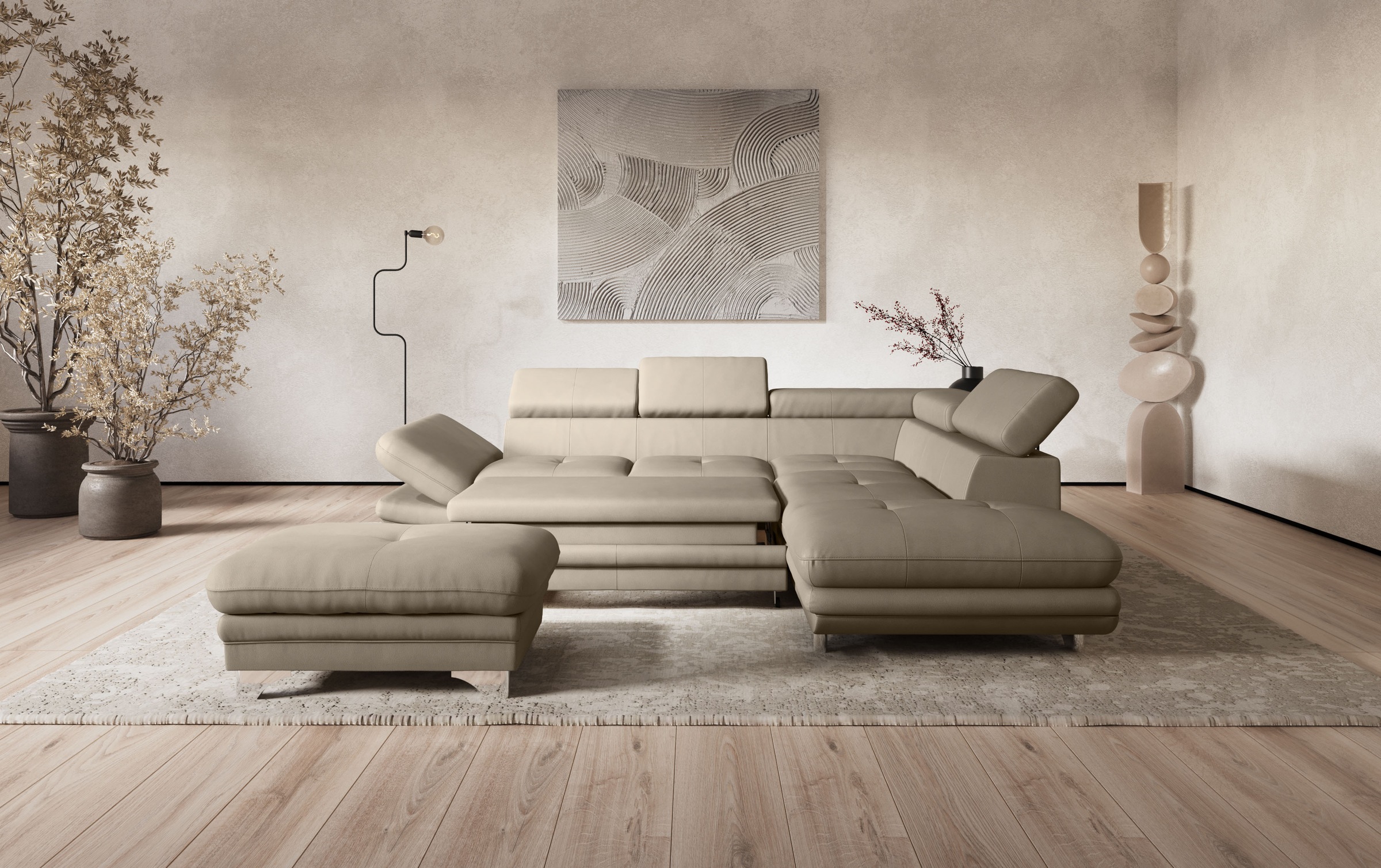COTTA Ecksofa »Enterprise L-Form«, mit Arm- & Kopfteilverstellung, wahlweise mit Bettfunktion
