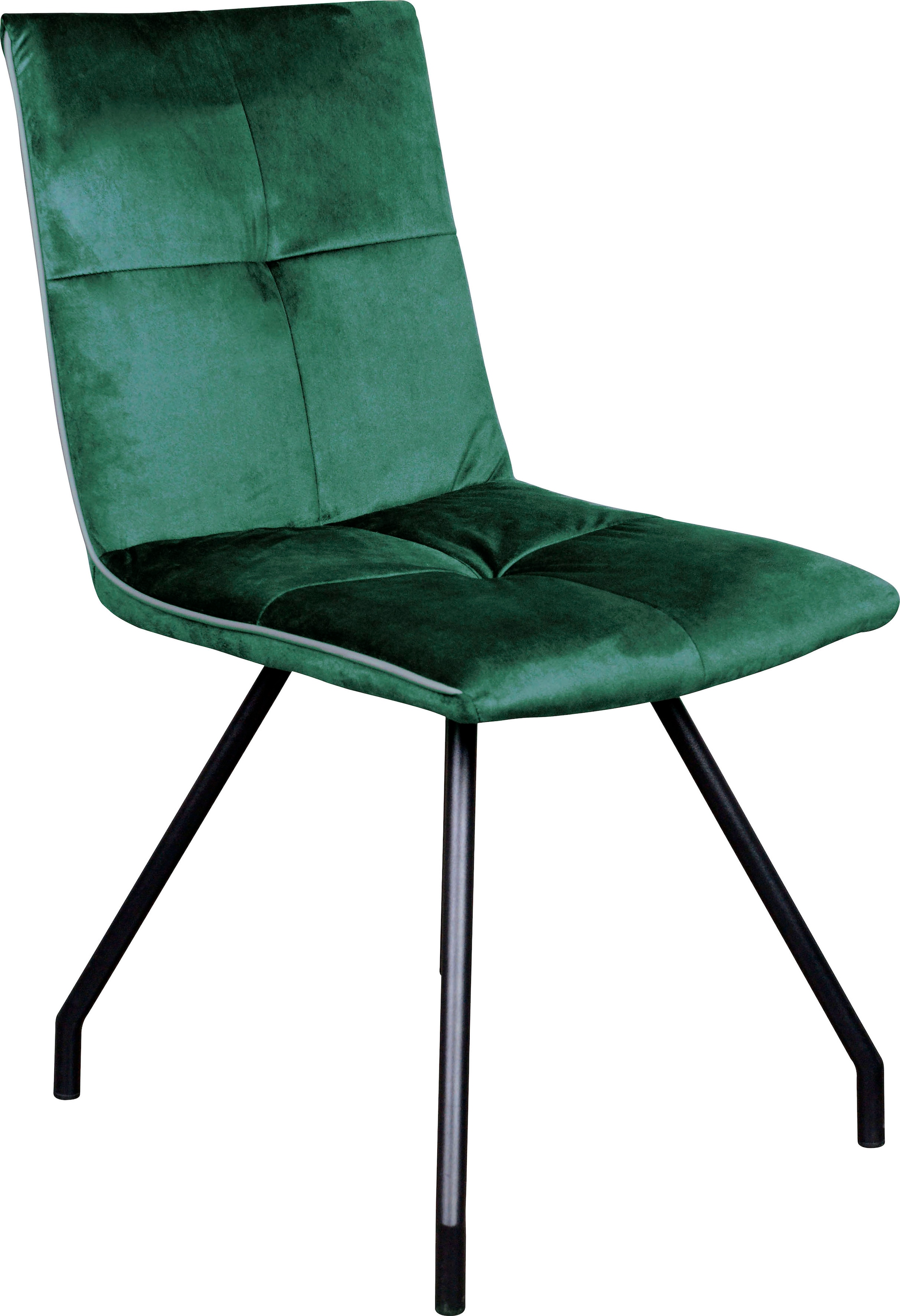 Kayoom Polsterstuhl »Stuhl Eaden 125 2er-Set, samtiger Stoffbezug, Paspel aus Kunstleder«, (Set), 2 St., stilvoll, pflegeleicht, zeitgemässe Farbgebung, samtiger Stoffbezug