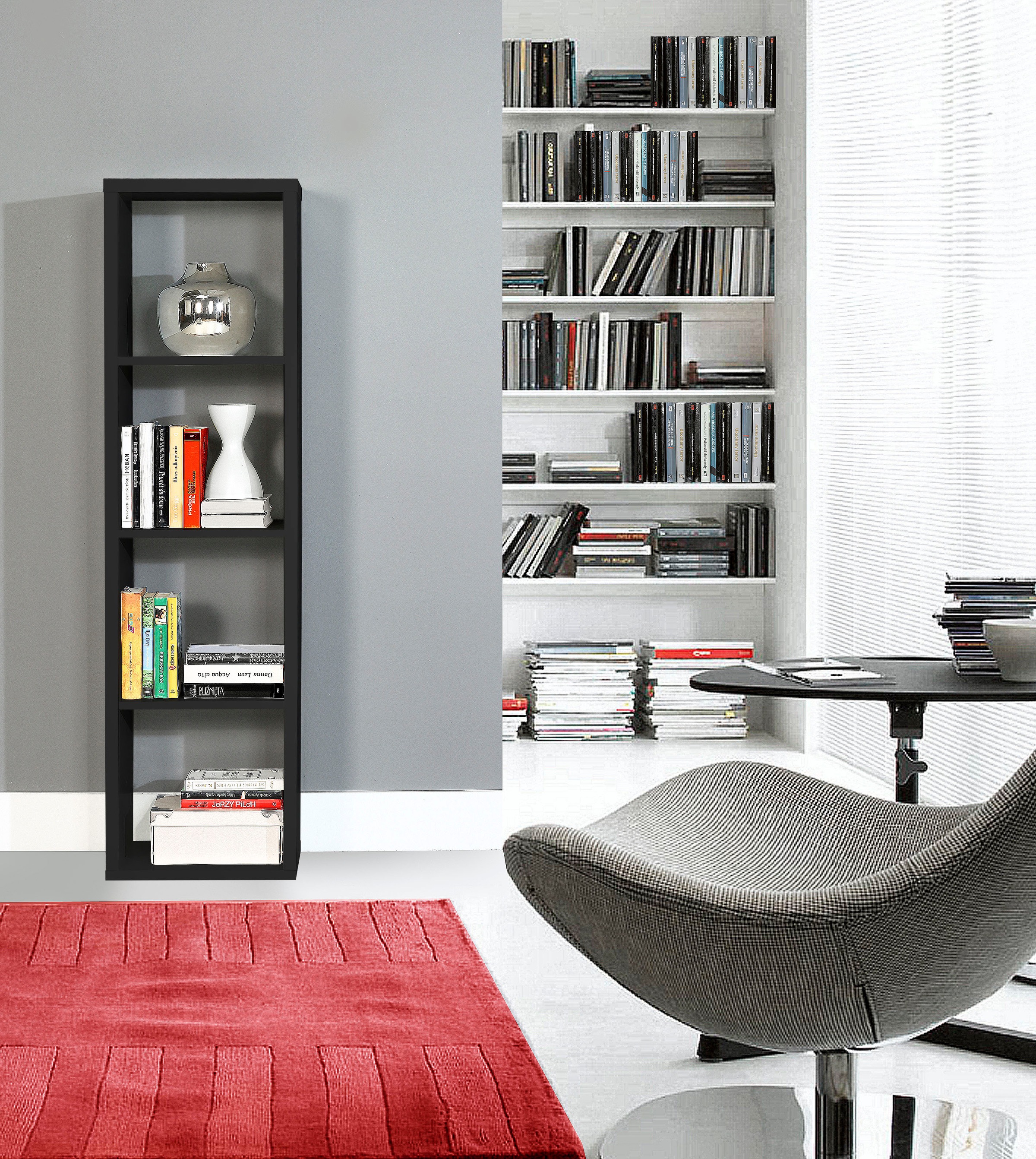 Mauro 3 Shelves Storage Unit in Matt Black, none