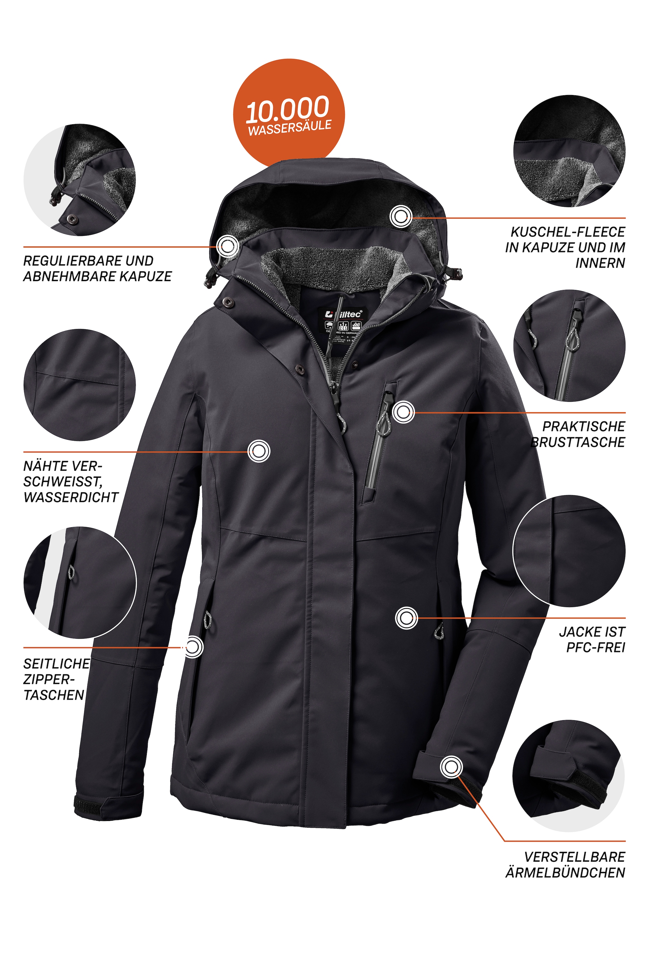 Killtec Outdoorjacke »KOW 140 WMN JCKT«, mit Kapuze, Wasser- und winddicht