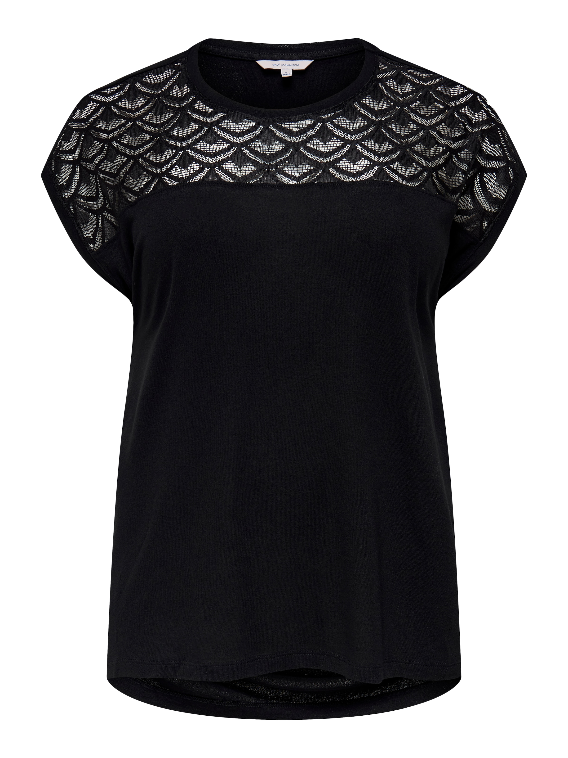 ONLY CARMAKOMA T-shirt long »CARFLAKE« devant en aspect dentelle
