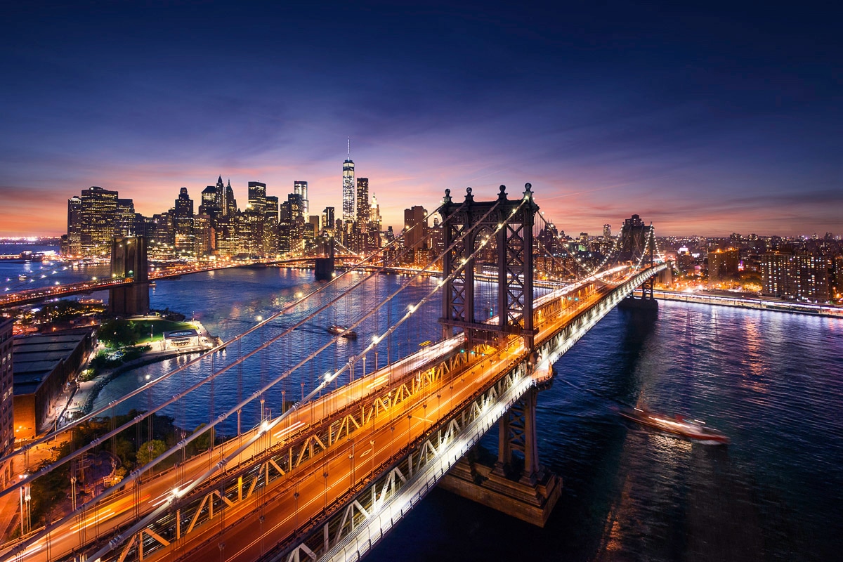 Image of Papermoon Fototapete "New York Brücke bei Nacht"