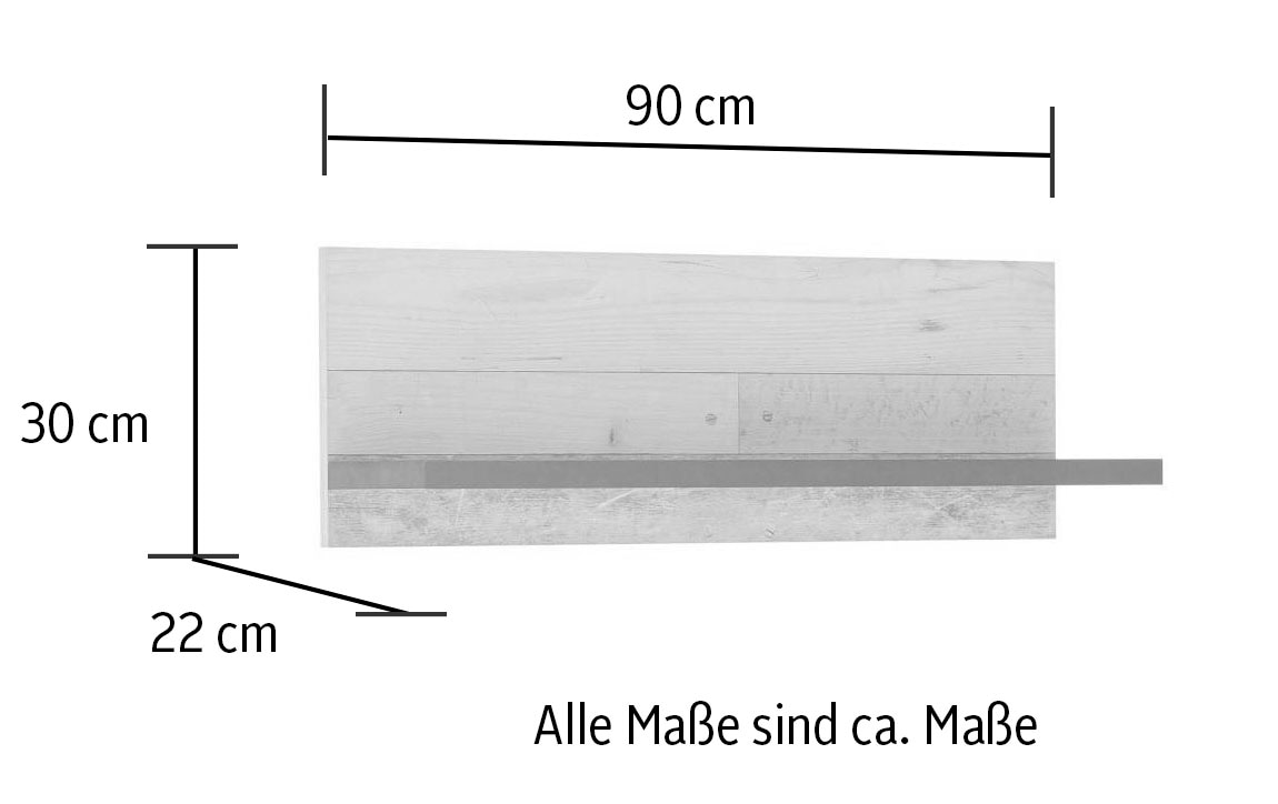 Home affaire Wandregal »Sherwood«, Breite 90 cm, in modernem Holz Dekor, 28 mm starke Ablageböden