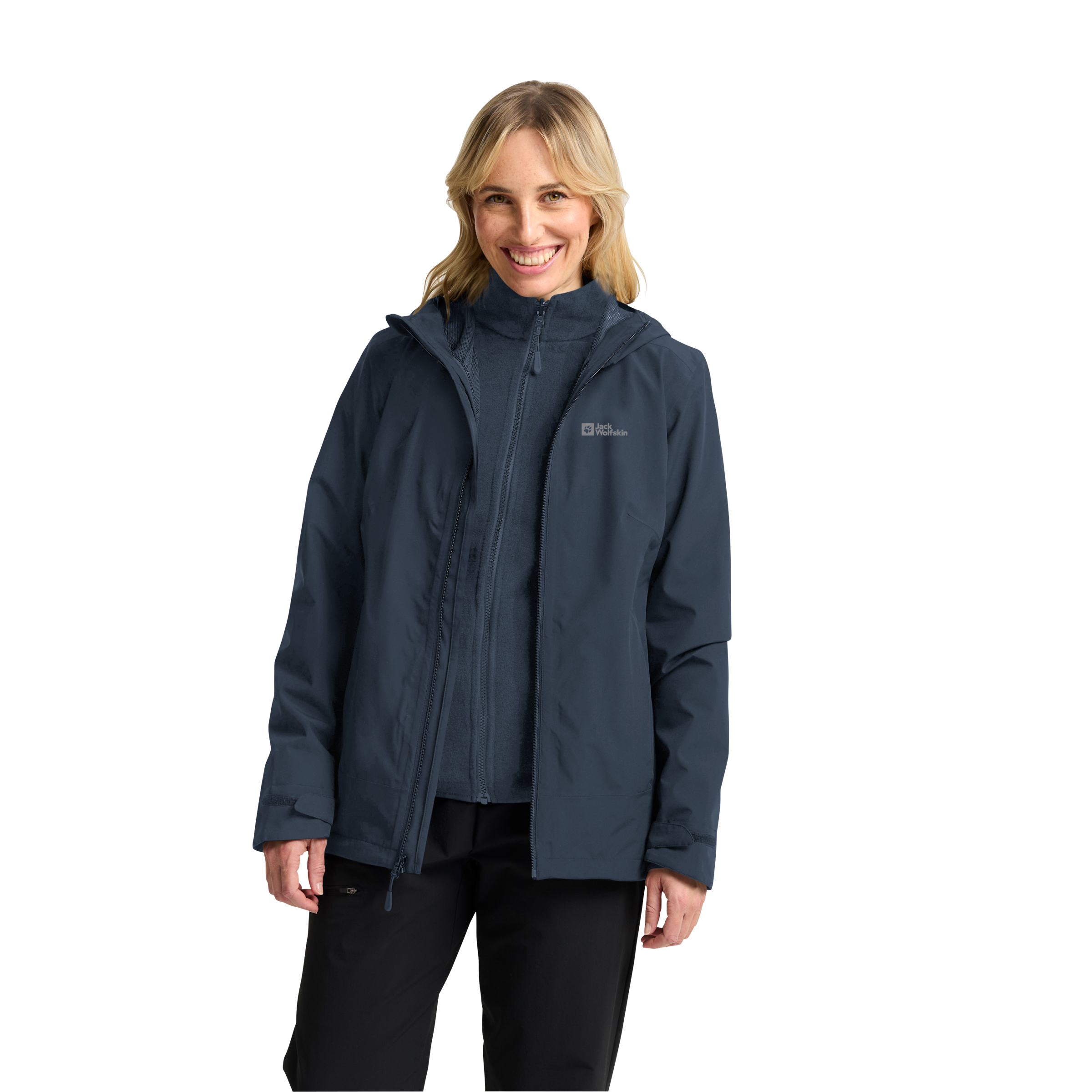 Jack Wolfskin 3-in-1-Funktionsjacke »MOONRISE 3IN1 JKT W«, mit Kapuze, mit wasserabweisenden Reissverschlüssen