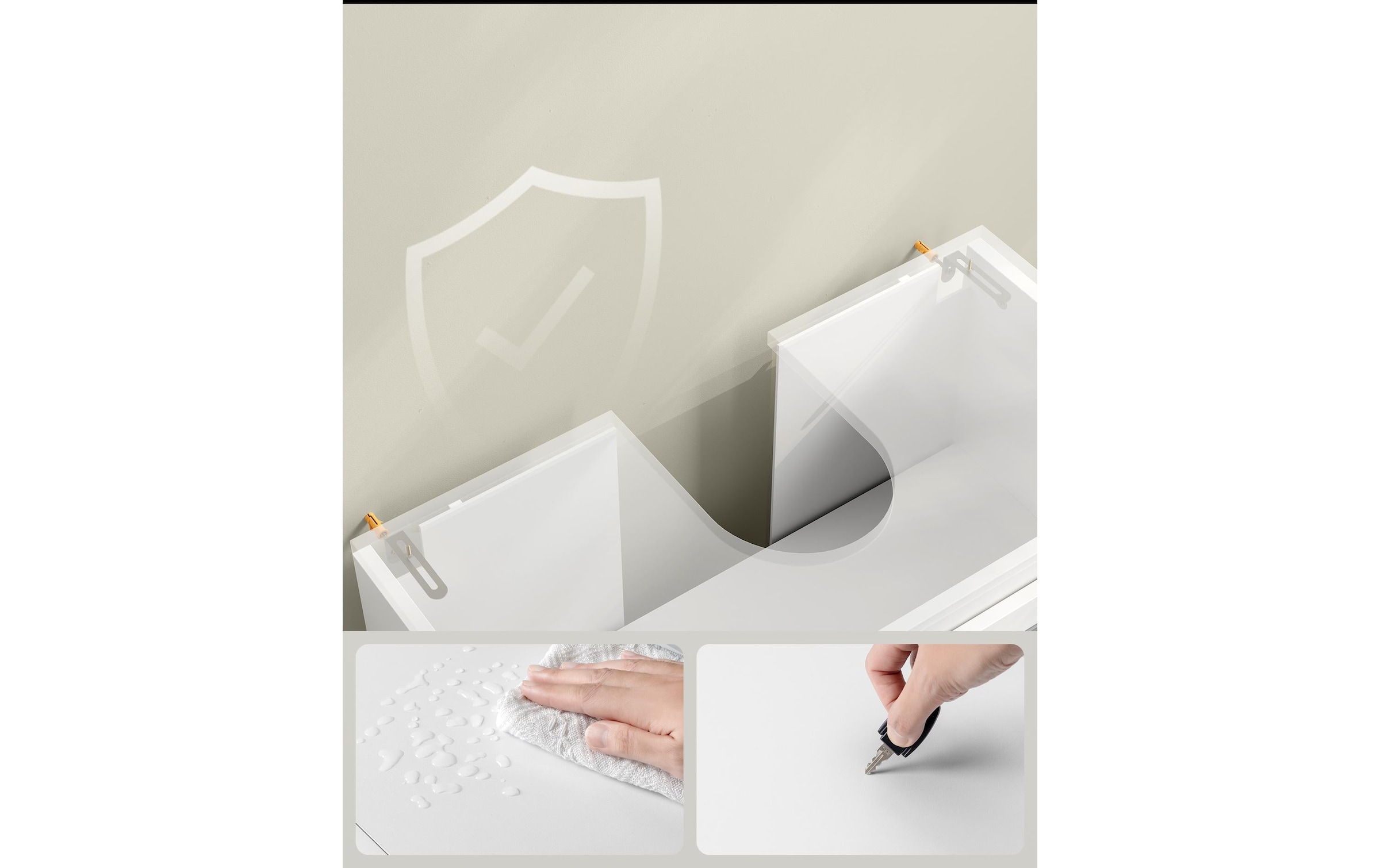 VASAGLE Armoire sous lavabo »60 x 60 cm« Meuble sous-lavabo avec deux compartiments et étagère réglable
