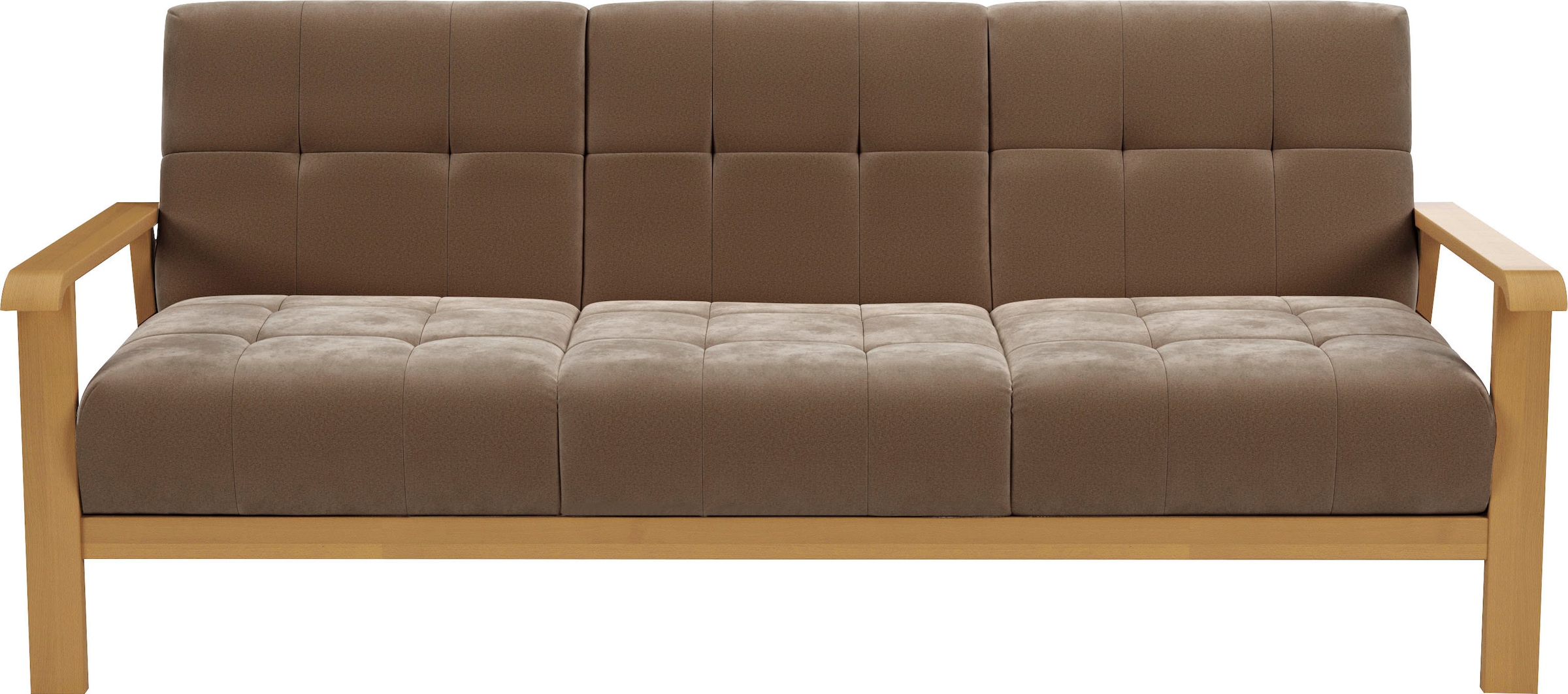 sit&more 3-Sitzer »Billund« Armlehnen aus eichefarbigem Buchenholz, verschiedene Bezüge und Farben