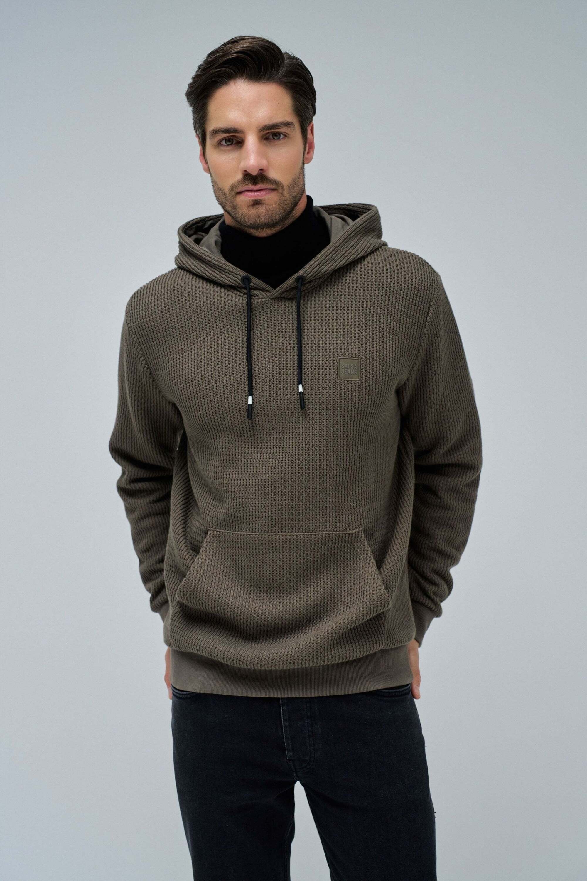 Salsa Kapuzenpullover »Salsa Jeans Kapuzenpullover Textured Hoodie W/ Logo Patch«