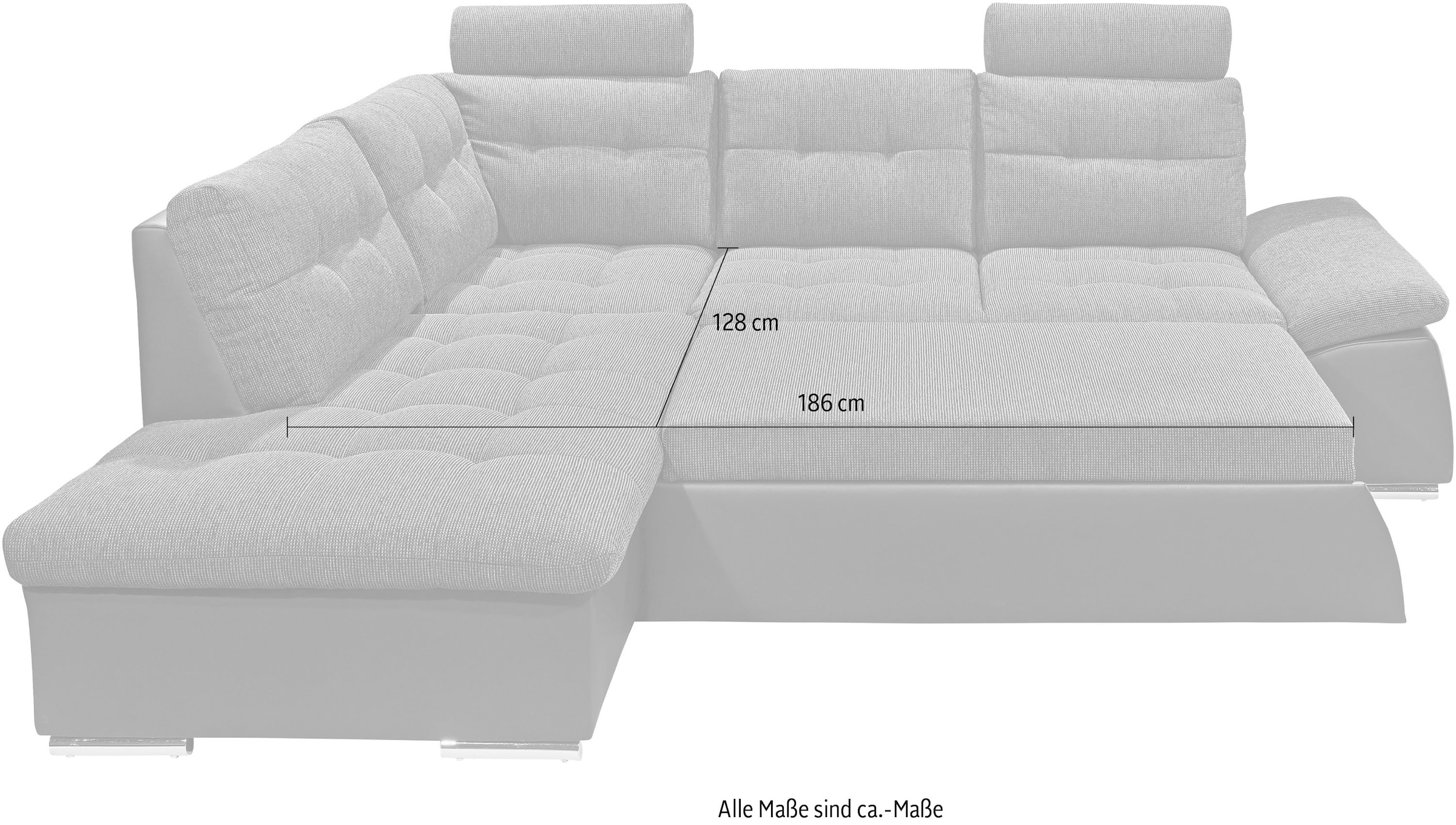 ED EXCITING DESIGN Ecksofa »Jakarta L-Form« mit Bettfunktion, Armteilverstellung, Kopfstützen & 2 Nierenkissen